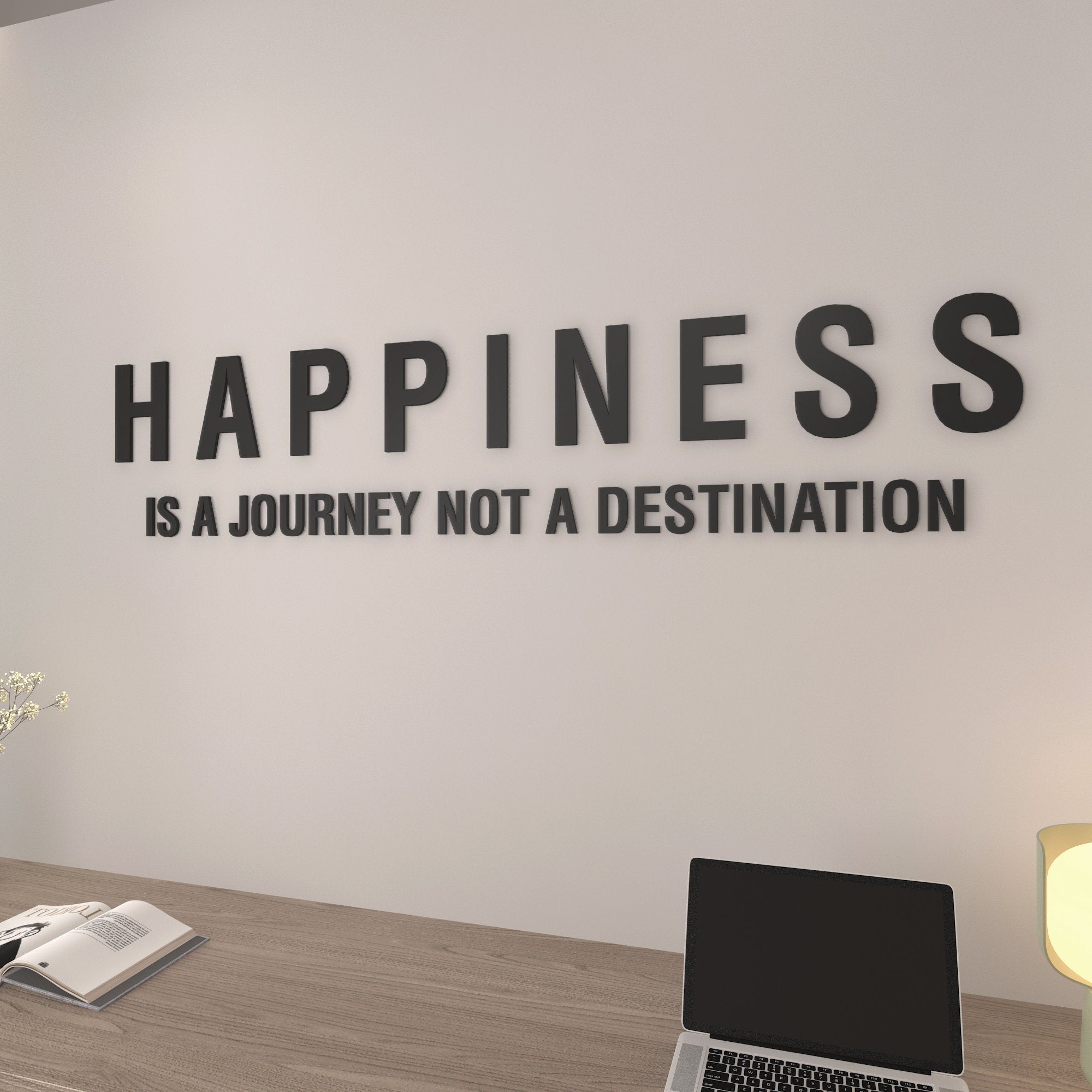 Happiness Is a Journey Not a Destination, Positive Life Quote, Inspirational Wall Words, Happy Inspirational Phrase, SKU:HPIS-0