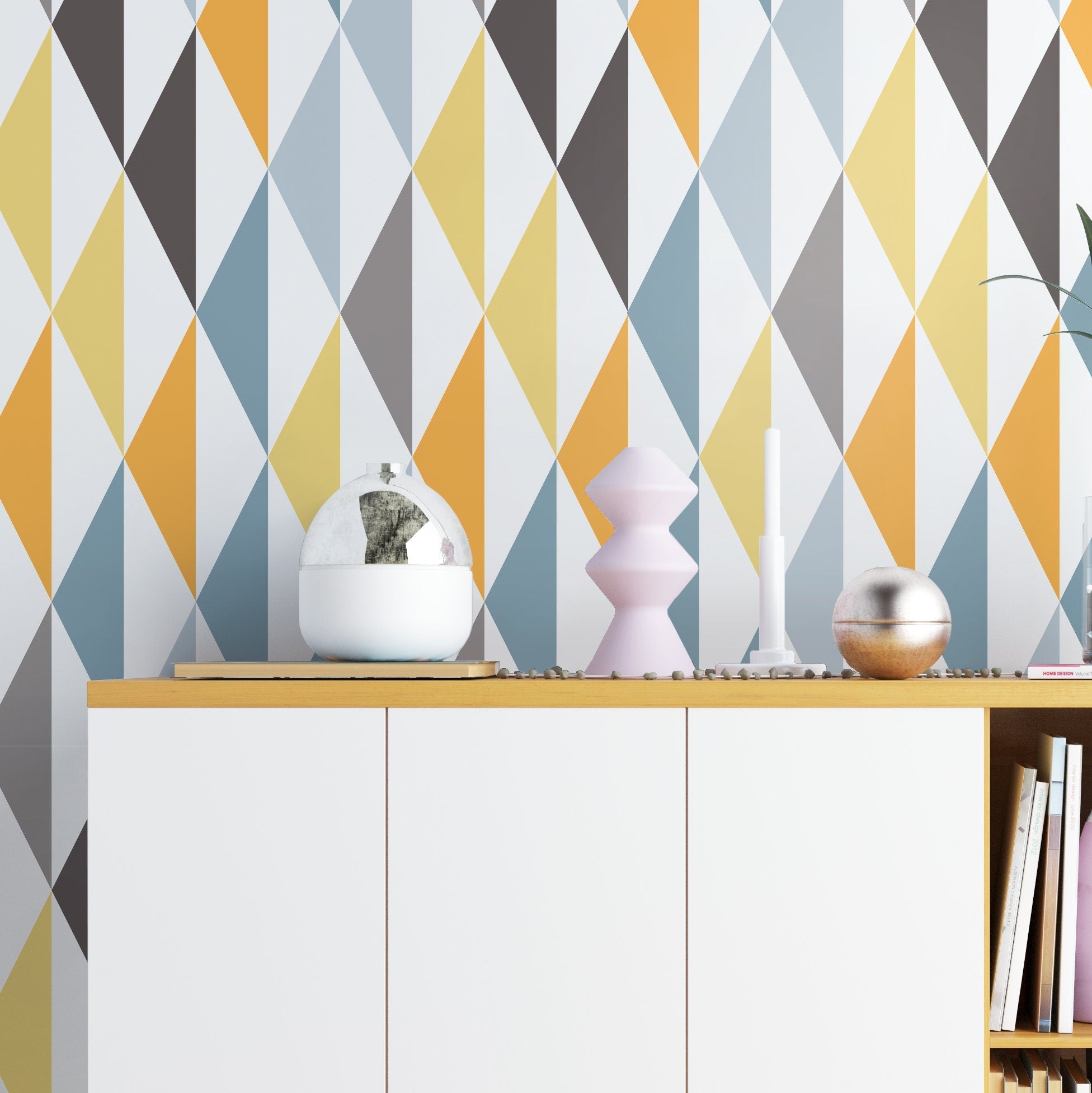 Scandinavian Wallpaper Yellow  - Removable Wallpaper - Reusable - SKU:SLSP-1