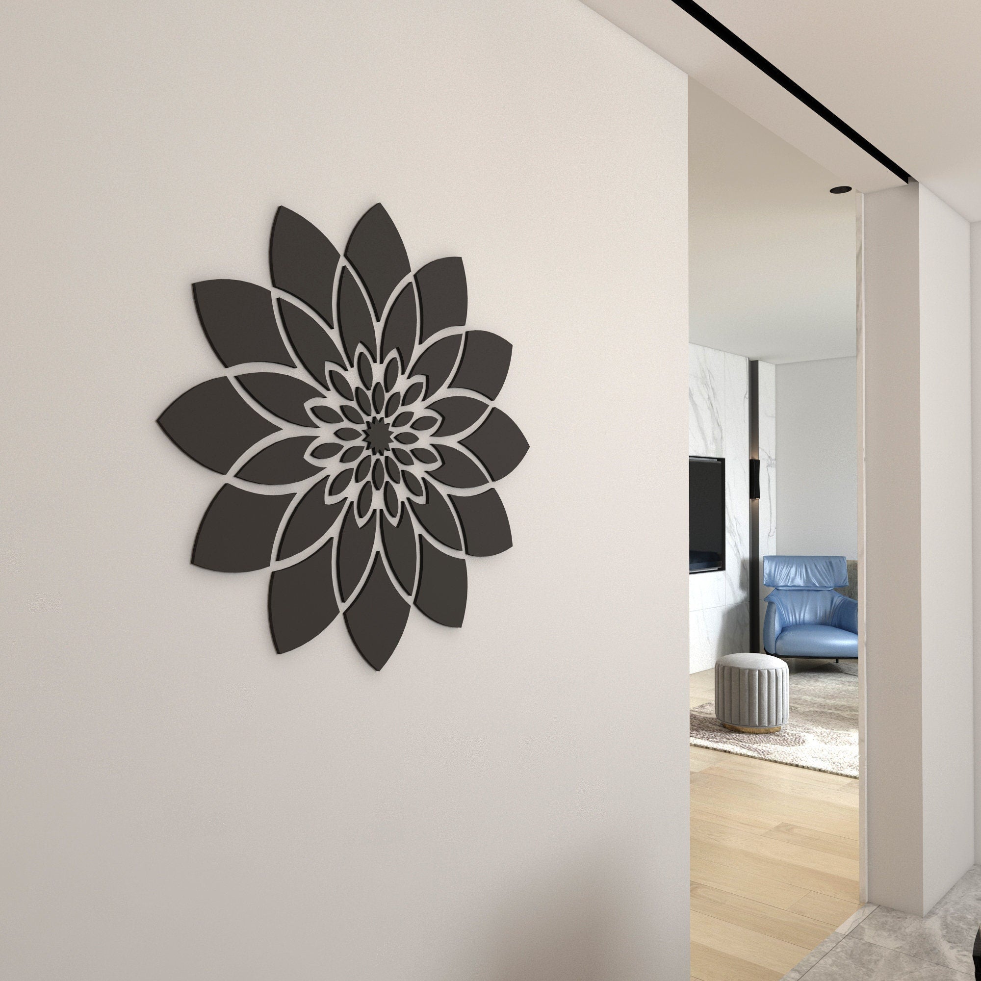 3D Water Lily Wall Hanging, Lotus Flower Wall Decor,  Lotus Wall Art, Modern Home Decor, Above Bed Decor - SKU:WLIL-0