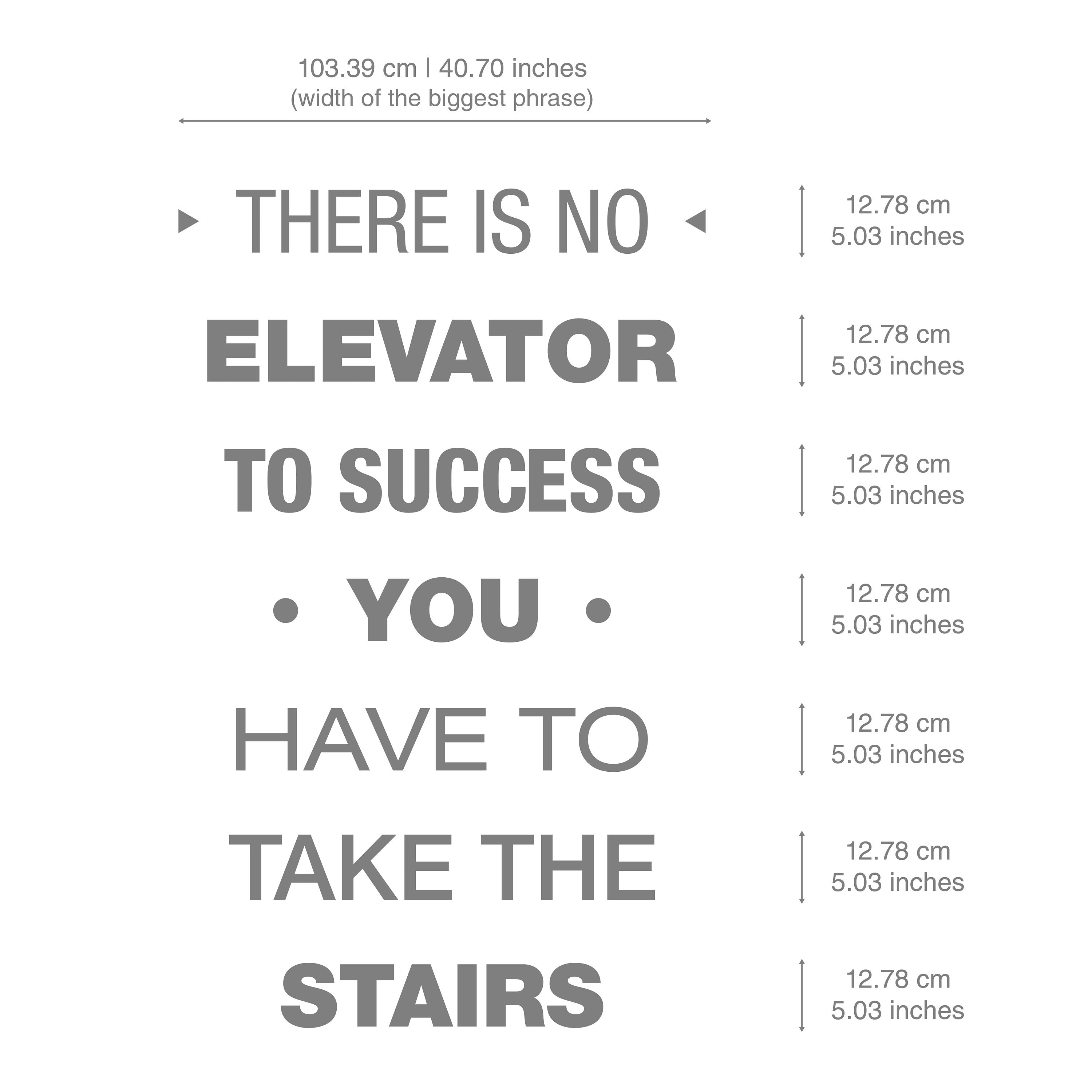 There is no elevator to success, You have to take the stairs, Typography Stickers, Motivational Decals, Stair Riser Stickers - SKU:STPH-2