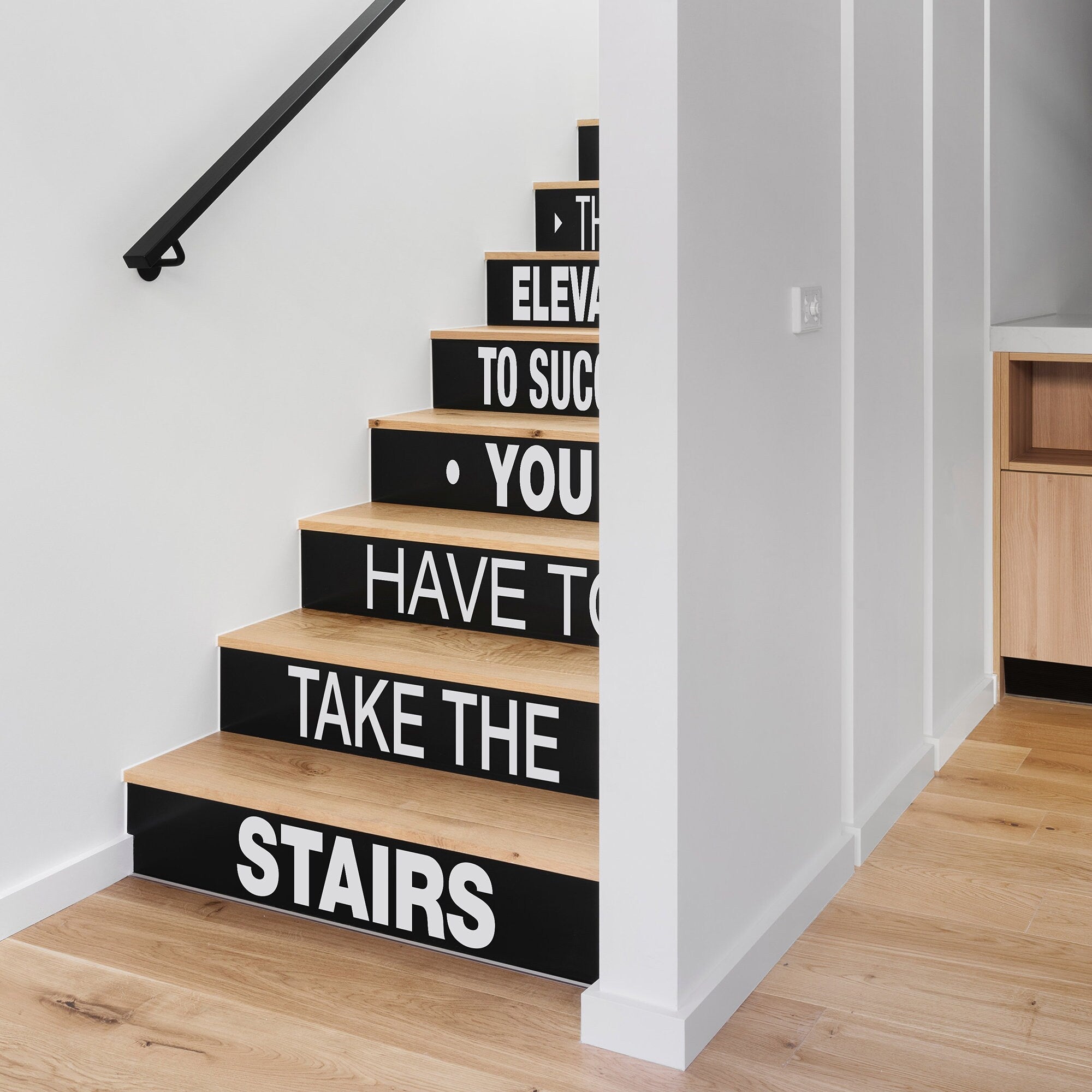 There is no elevator to success, You have to take the stairs, Typography Stickers, Motivational Decals, Stair Riser Stickers - SKU:STPH-1