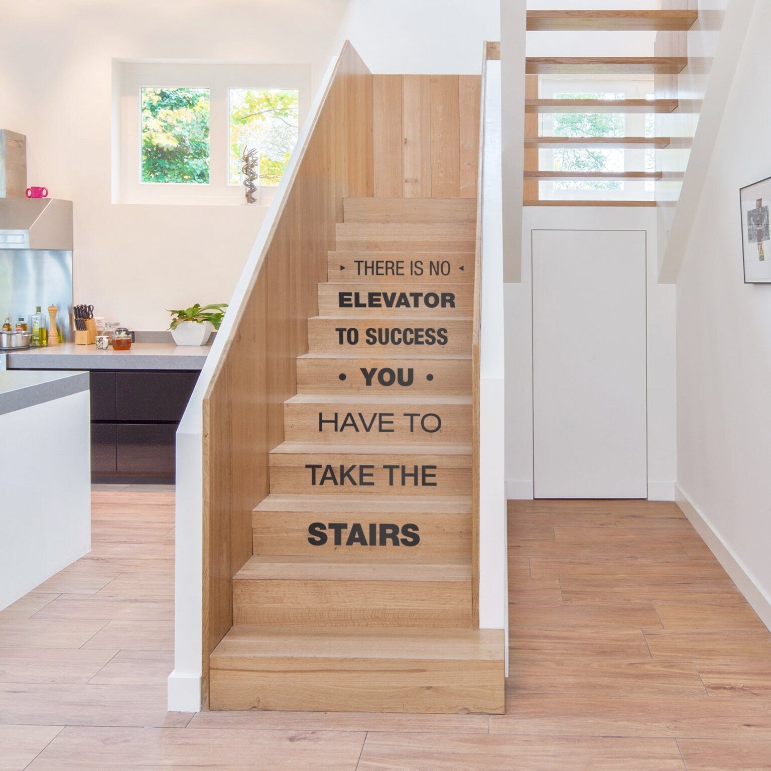 There is no elevator to success, You have to take the stairs, Typography Stickers, Motivational Decals, Stair Riser Stickers - SKU:STPH-4