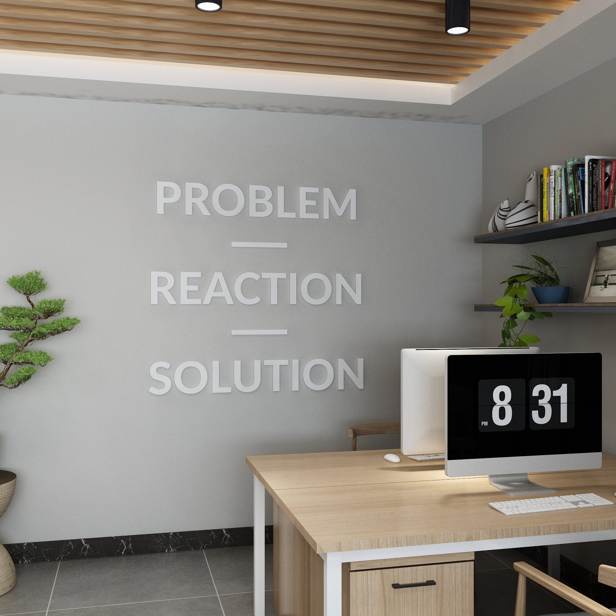 Problem - Reaction - Solution, Motivation Business, Passion to Innovate, Office Wall Decor, Motivational Art - SKU:PRSL-2