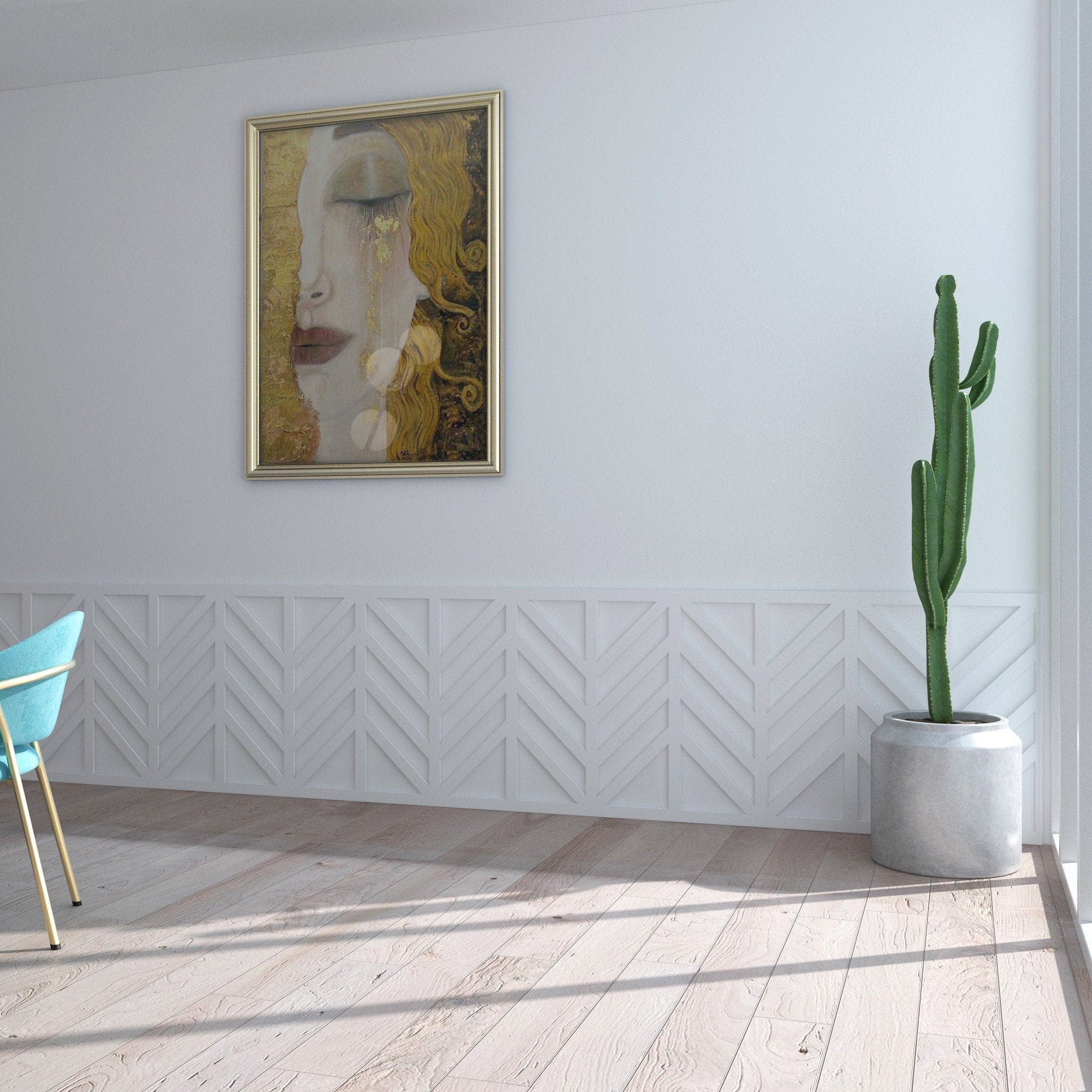 3D Chevron Wall Paneling, Decorative Wall Panels, Wainscot Paneling, 3D Accent Wall, Mid Century Decor - SKU:CHEV-0