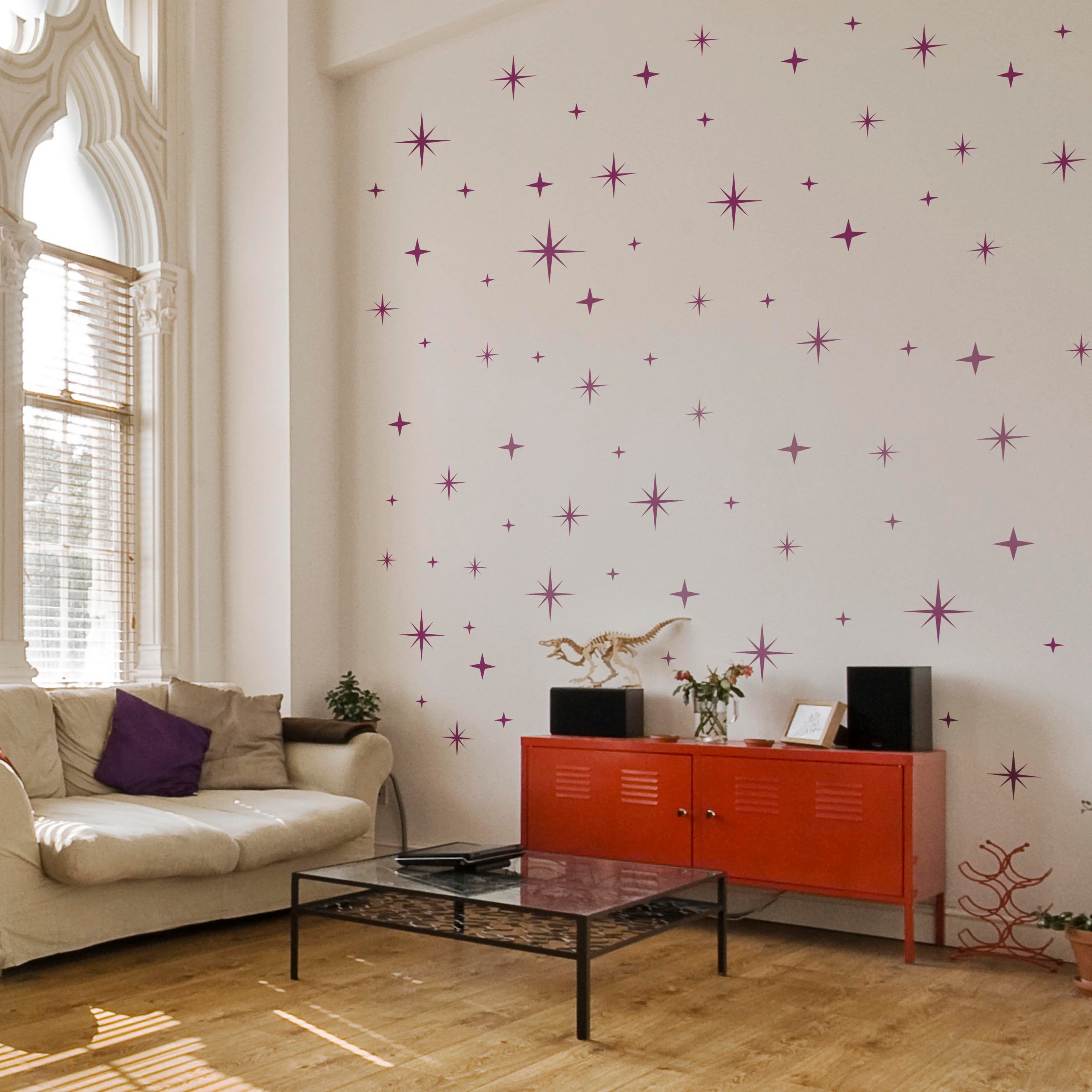 Retro Starburst Vinyl Wall Decals, Star Wall Decal, Mid Century Modern Decor, Stars Wall Stickers, SKU:STARMID-3