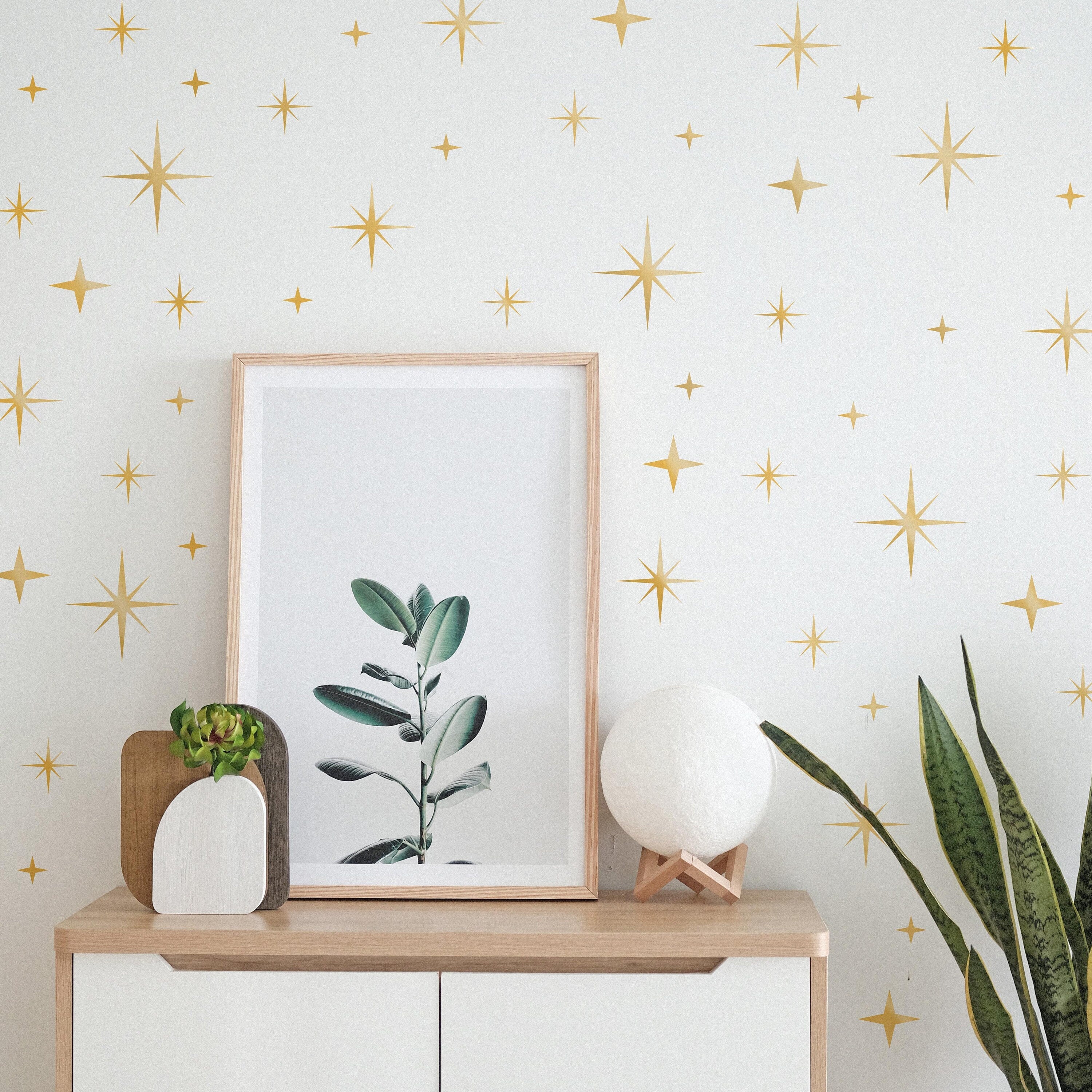 Retro Starburst Vinyl Wall Decals, Star Wall Decal, Mid Century Modern Decor, Stars Wall Stickers, SKU:STARMID-0