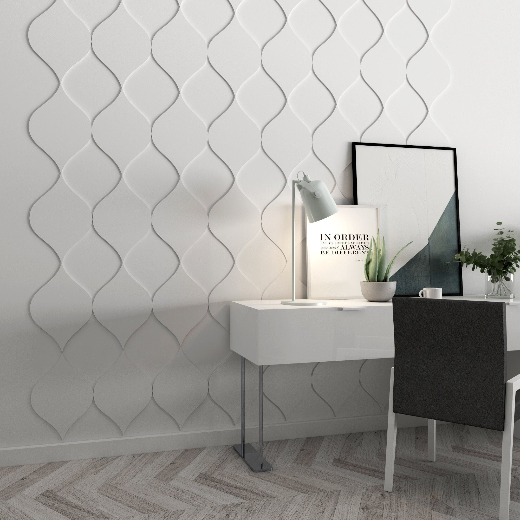 Wave Wall Panels, Wall Paneling, 3D Accent Wall Panels, Mid Century Modern, 3D Geometrical Wall Panels - SKU:INTR-0