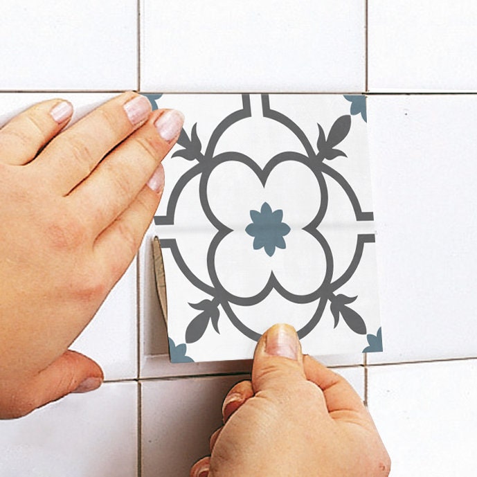 Huelva Pattern Tile Stickers, Vinyl Floor Tile Sticker, Waterproof, Easy Stick, Peel and Stick, PACK of 10, SKU:HEVA-3