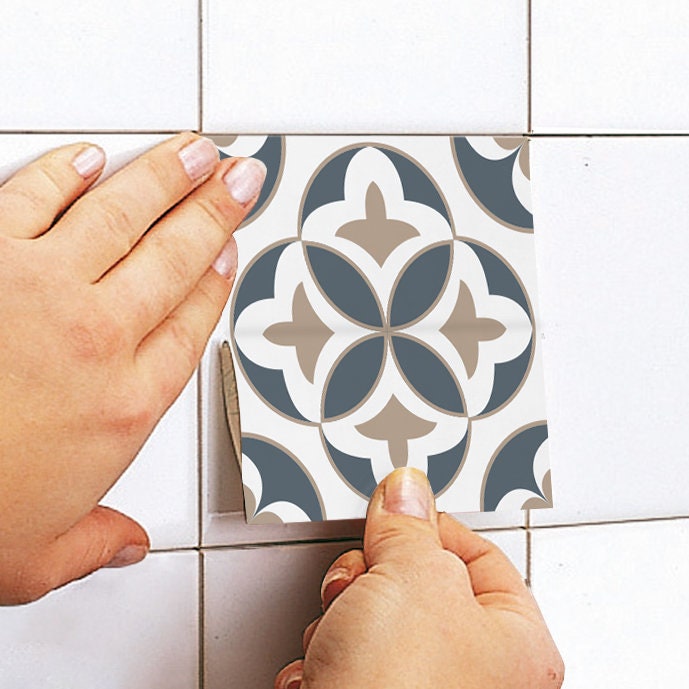 Kraków Pattern Tile Stickers, Azulejo Tile Stickers, Suitable for Wall and Floor, Waterproof, Pack of 10, SKU:CRAC-3