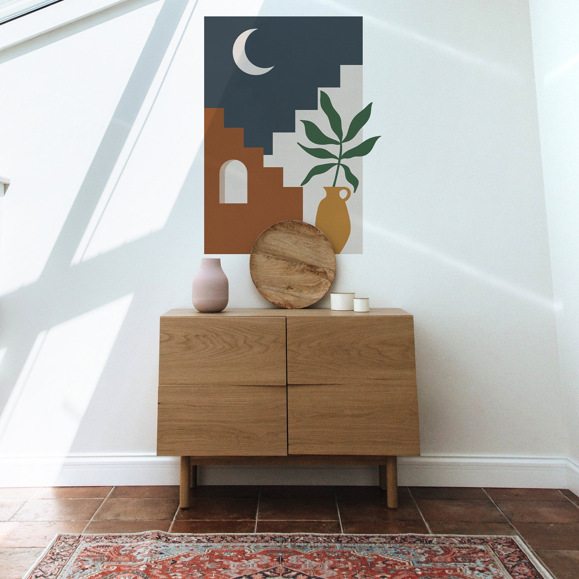 Arabians Nights Wall Decal, Boho Wall Decal, Boho Mid Century Wall Decal, Bohemian Peel And Stick Decal, SKU:ARNT-1