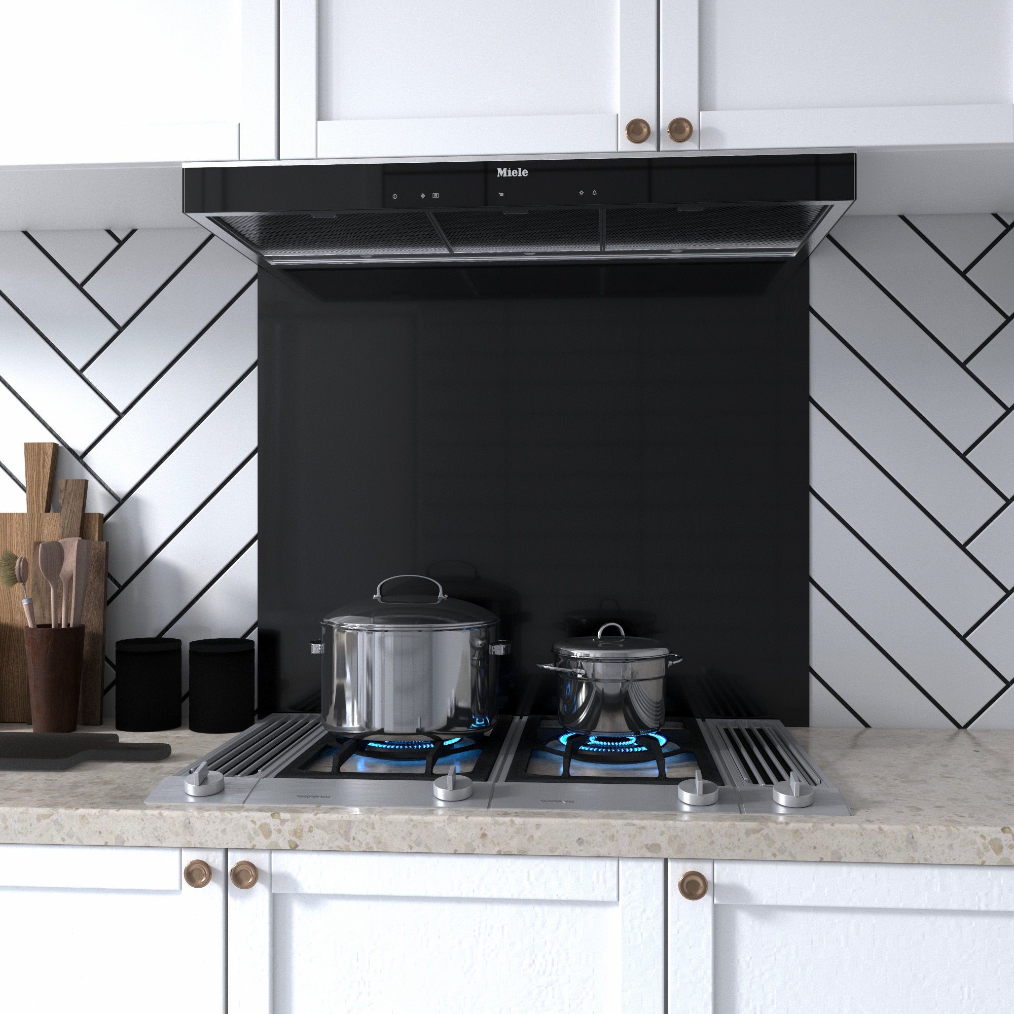 Backsplash Black Gloss, Backsplash Easy Fit, Kitchen Panels, Kitchen Decor Backsplash Design Decoration, SKU:BKBLK-4