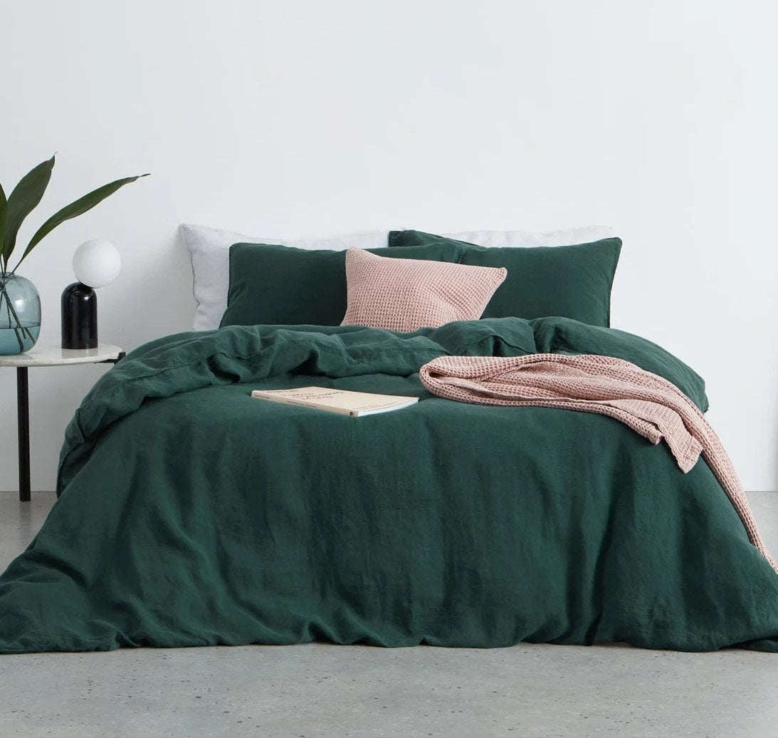 Dark Green - 100% Cotton 3 Piece Duvet Cover Set | 4 Piece Sheet Set | Pre-washed | 200 TC percale-0