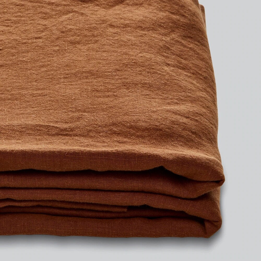 Rust - 100% Pure Linen | Linen Cotton Mix | 3 Piece Duvet Cover Set | 4 Piece Sheet Set | Handmade | Pre-washed | Soft-2