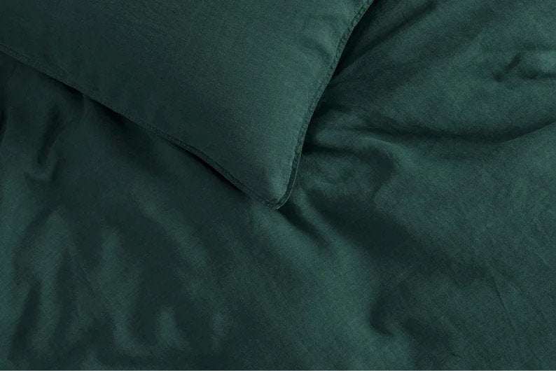 Dark Green - 100% Cotton 3 Piece Duvet Cover Set | 4 Piece Sheet Set | Pre-washed | 200 TC percale-2