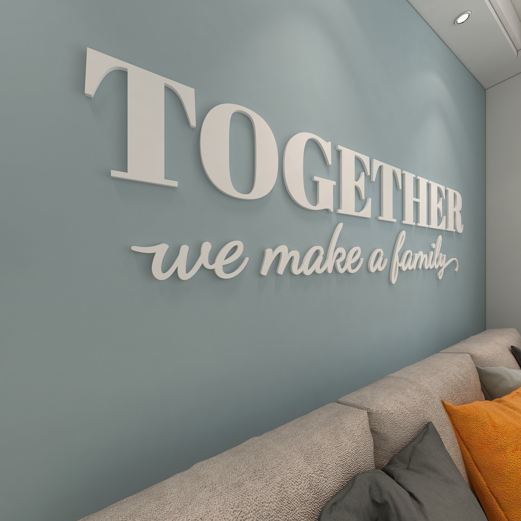 Together We Make a Family, Wall Decoration,  Family Sign, family Wall Decor, Family Wall Quote, Above Couch Sign, SKU:TWMF-1