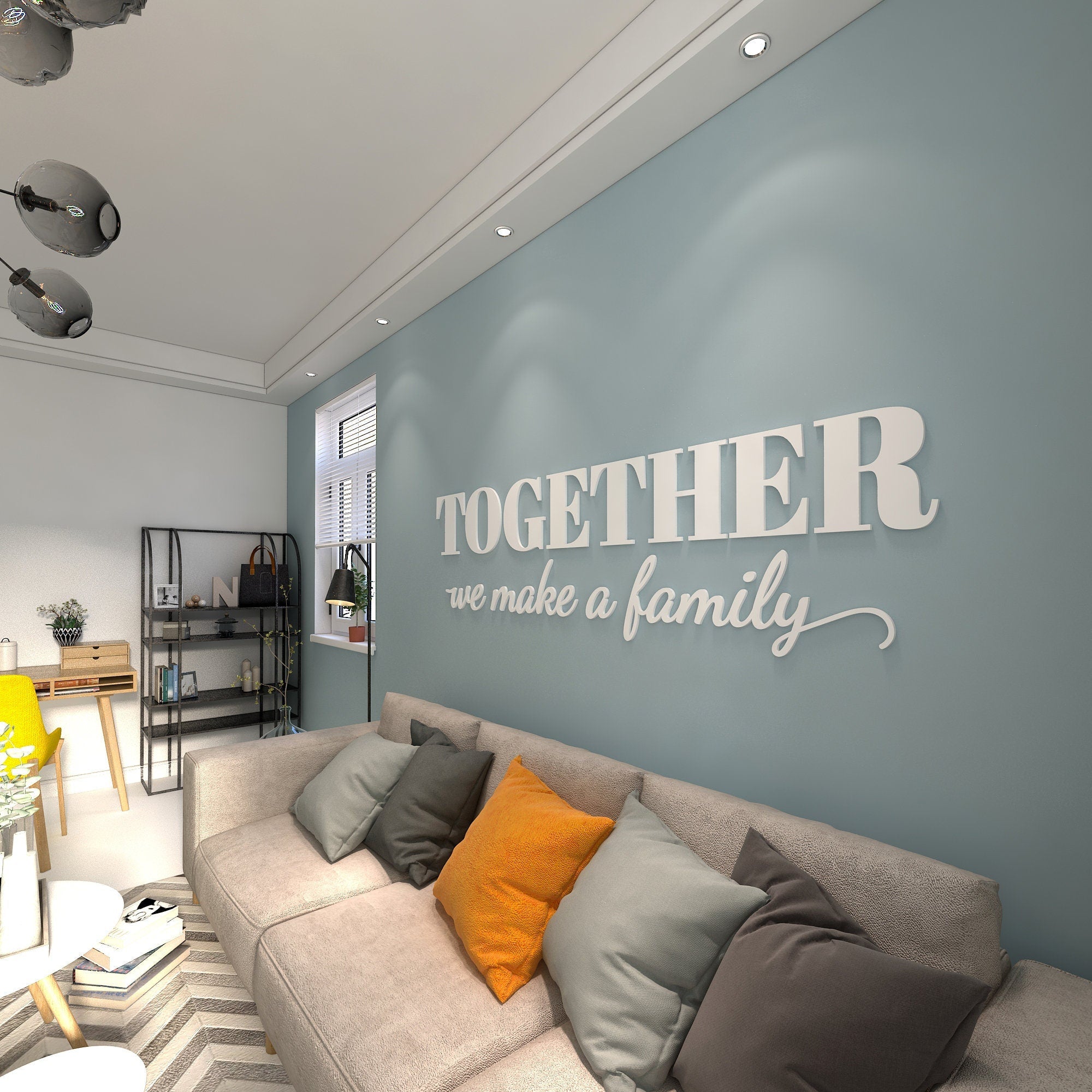 Together We Make a Family, Wall Decoration,  Family Sign, family Wall Decor, Family Wall Quote, Above Couch Sign, SKU:TWMF-2