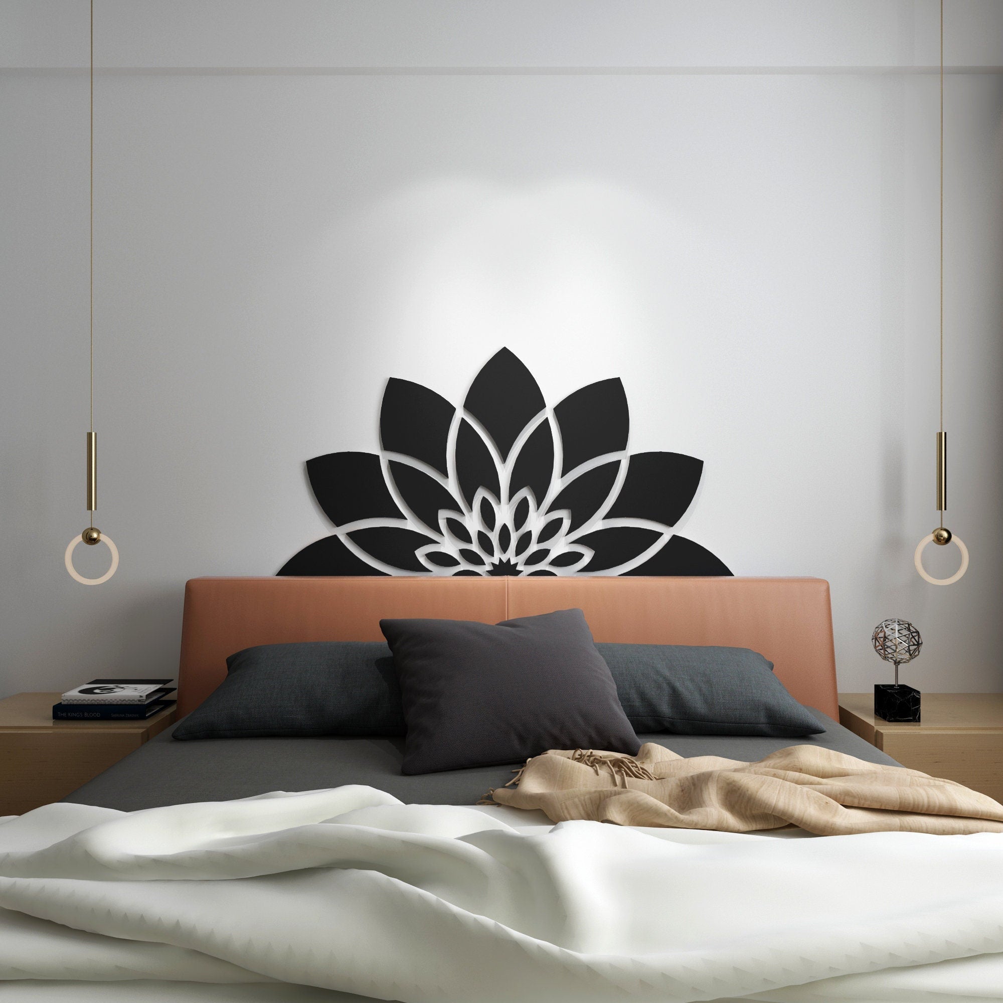 3D Water Lily Headboard, Decorative Wall Panels, Above Bed Decor, Modern Home Decor, Lotus Flower Wall Decor, SKU:HBWAL-0