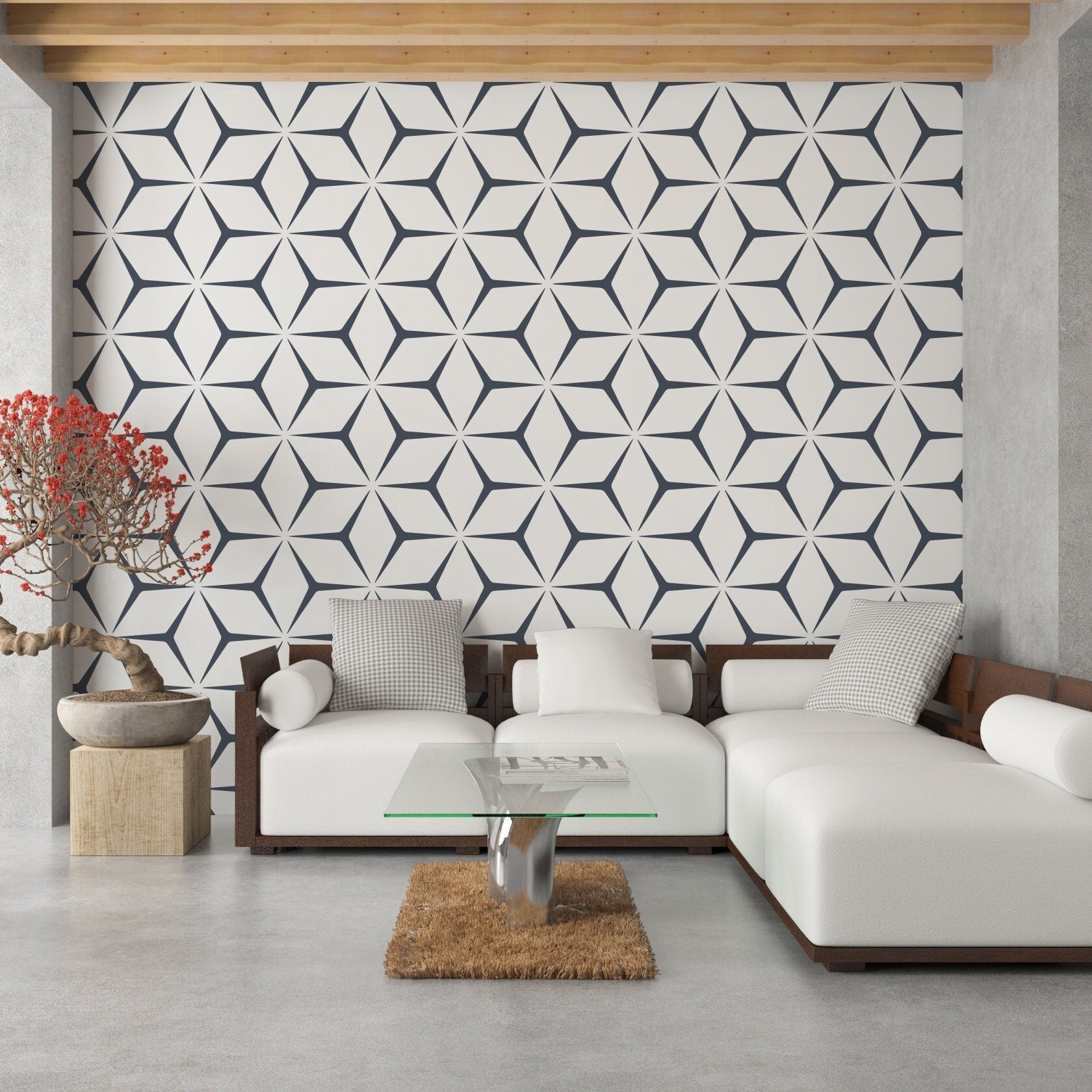 Geometric Stars Wallpaper, Stars. Interior, Wallpaper , Removable Wallpaper - SKU:GEOSTAR-0