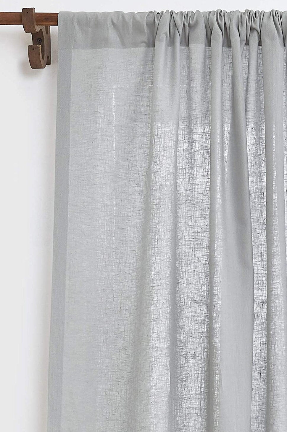 Light Grey - 100% Pure Linen Curtains | Cotton Linen Mix | Two Panels | 2" Rod Pocket | Semi Sheer-1