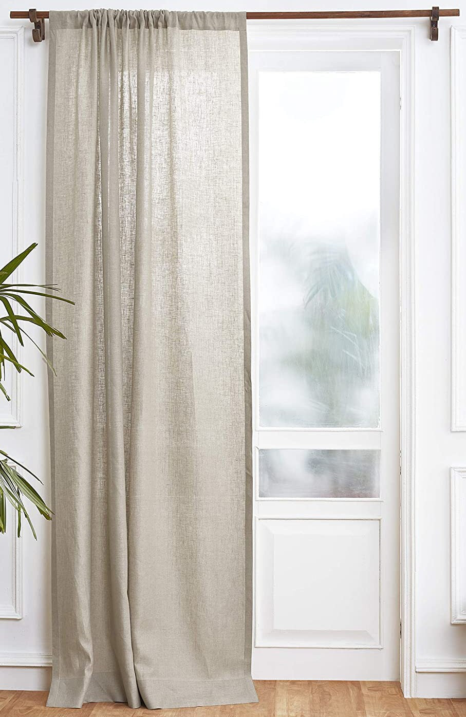 Natural - 100% Pure Linen Curtains | Cotton Linen Mix | Two Panels | 2" Rod Pocket | Semi Sheer-2