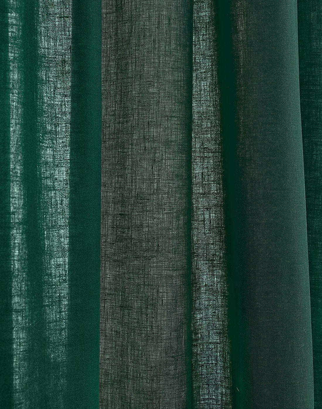 Dark Green - 100% Pure Linen Curtains | Cotton Linen Mix | Two Panels | 2" Rod Pocket | Semi Sheer-3