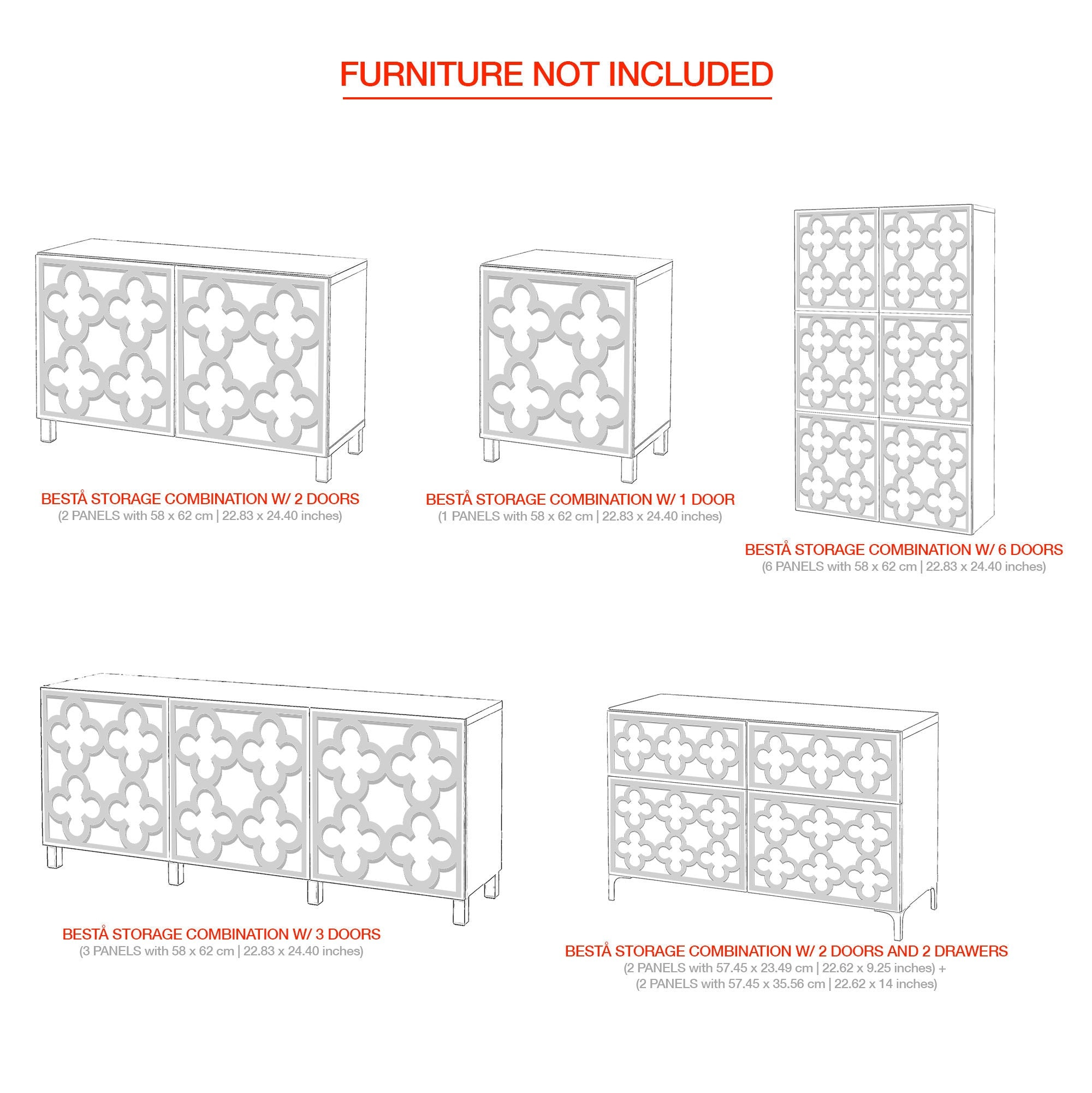 Flowers, BESTA Kits, Decorative, Furniture Panels, Furniture Decor, Furniture Overlays -Fretwork Panels, Mirrored Furniture, SKU:BEFL-2