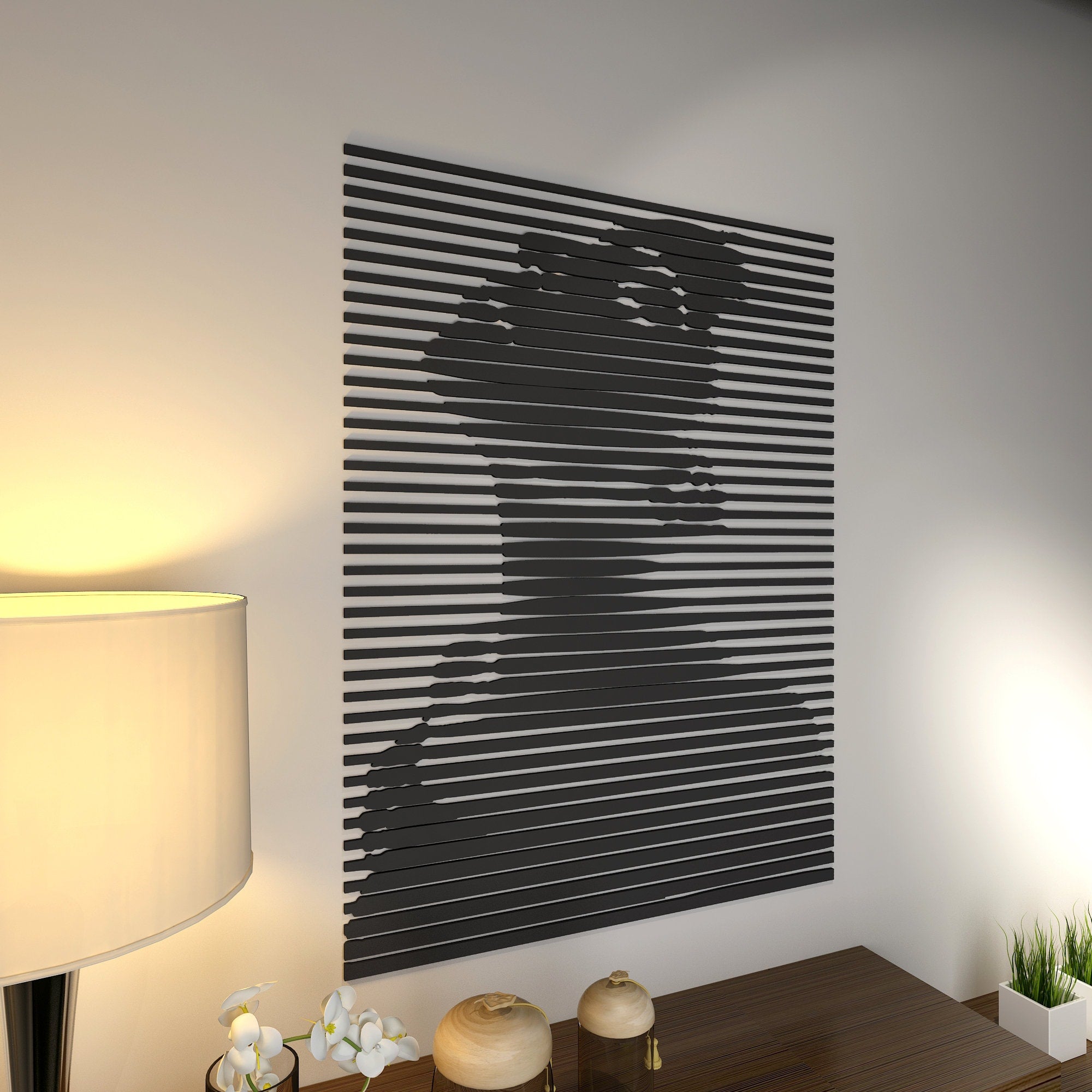 Geometric Woman Line Art, Line Wall Art, Stripe Wall hanging, Minimalist Geometric 3D Art, Wall Hangings, Modern Wall Art, SKU:3DLA-1