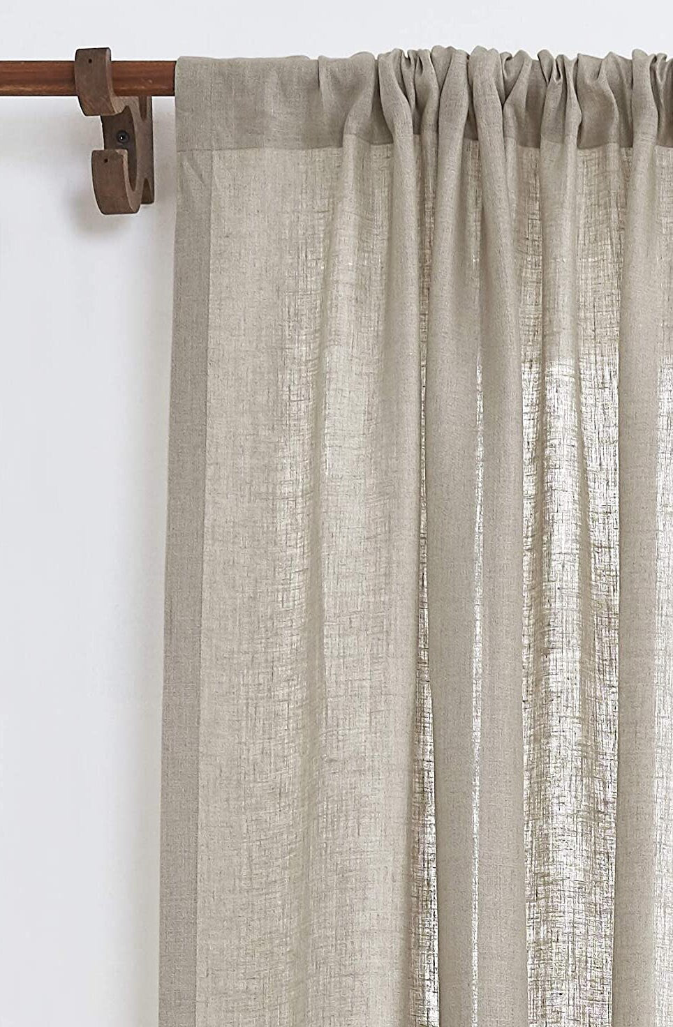 Natural - 100% Pure Linen Curtains | Cotton Linen Mix | Two Panels | 2" Rod Pocket | Semi Sheer-1