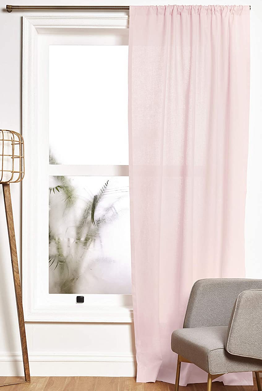 Light Pink - 100% Pure Linen Curtains | Cotton Linen Mix | Two Panels | 2" Rod Pocket | Semi Sheer-2