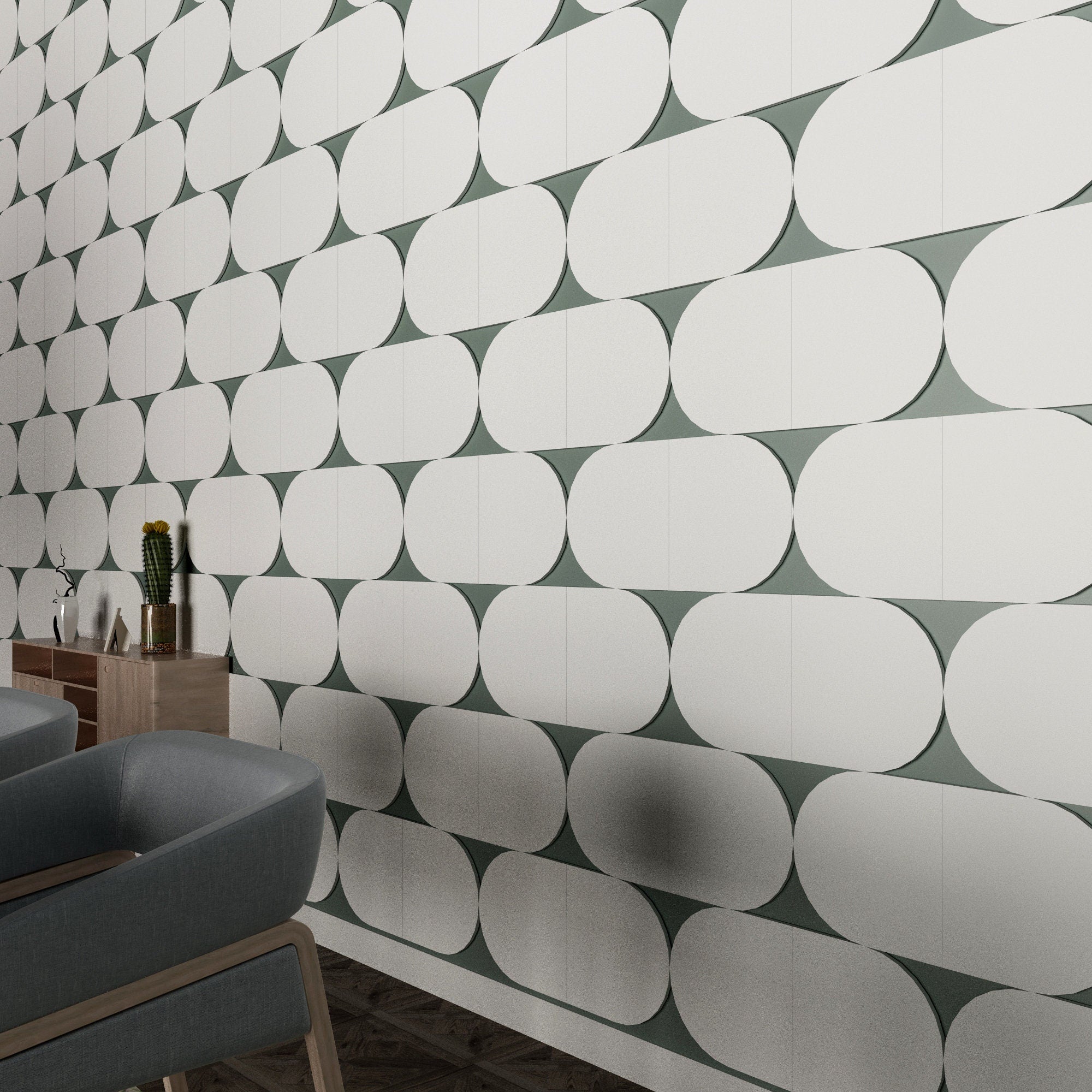 3D Half Circles Wall Panels, Wall Paneling Mid Century, Paintable Wall Pane, 3D Accent Wall Panels, Paintable Fretwork, SKU:3CAPW-2