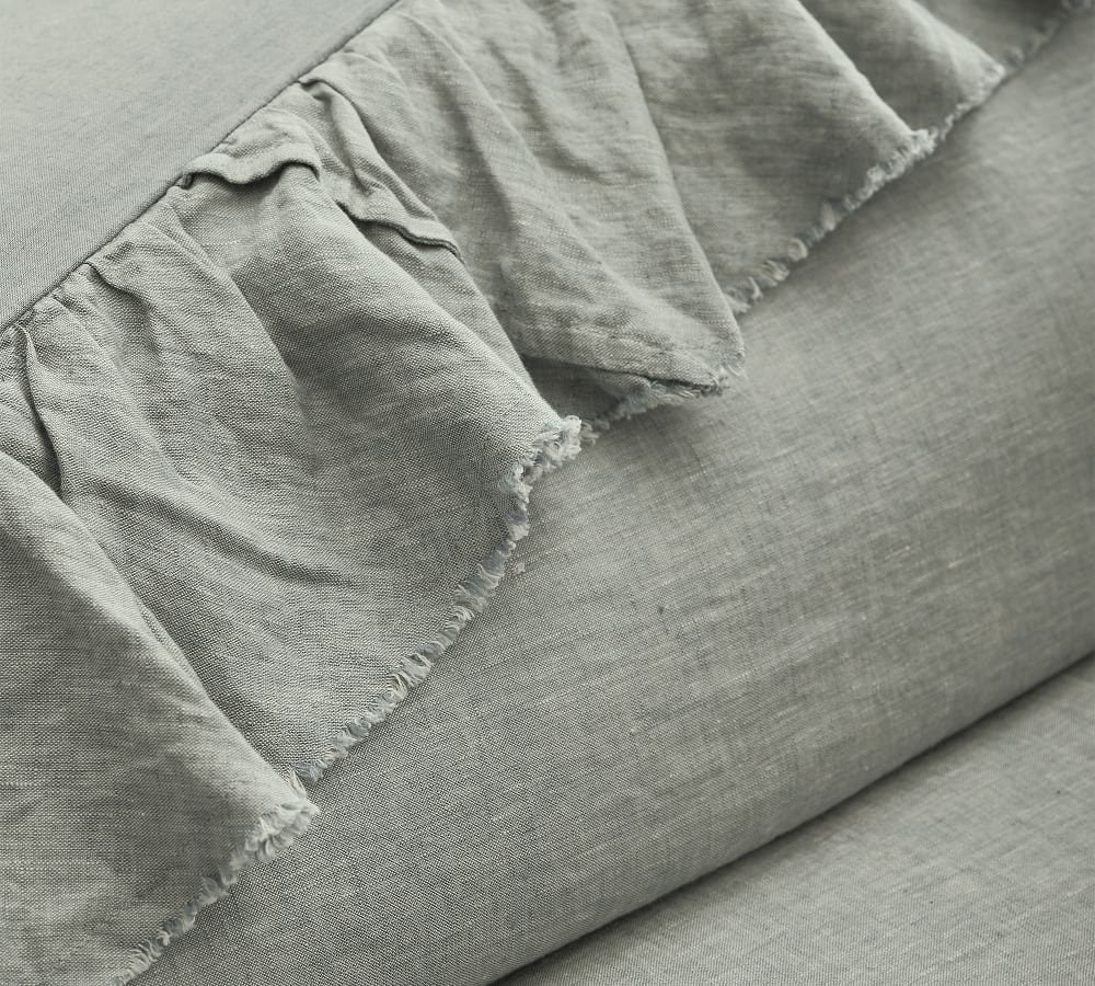 Sage Green - 100% Pure Linen | Linen Cotton Mix | 3 Piece Ruffle Duvet Cover Set | Handmade | Pre-washed | Soft-2