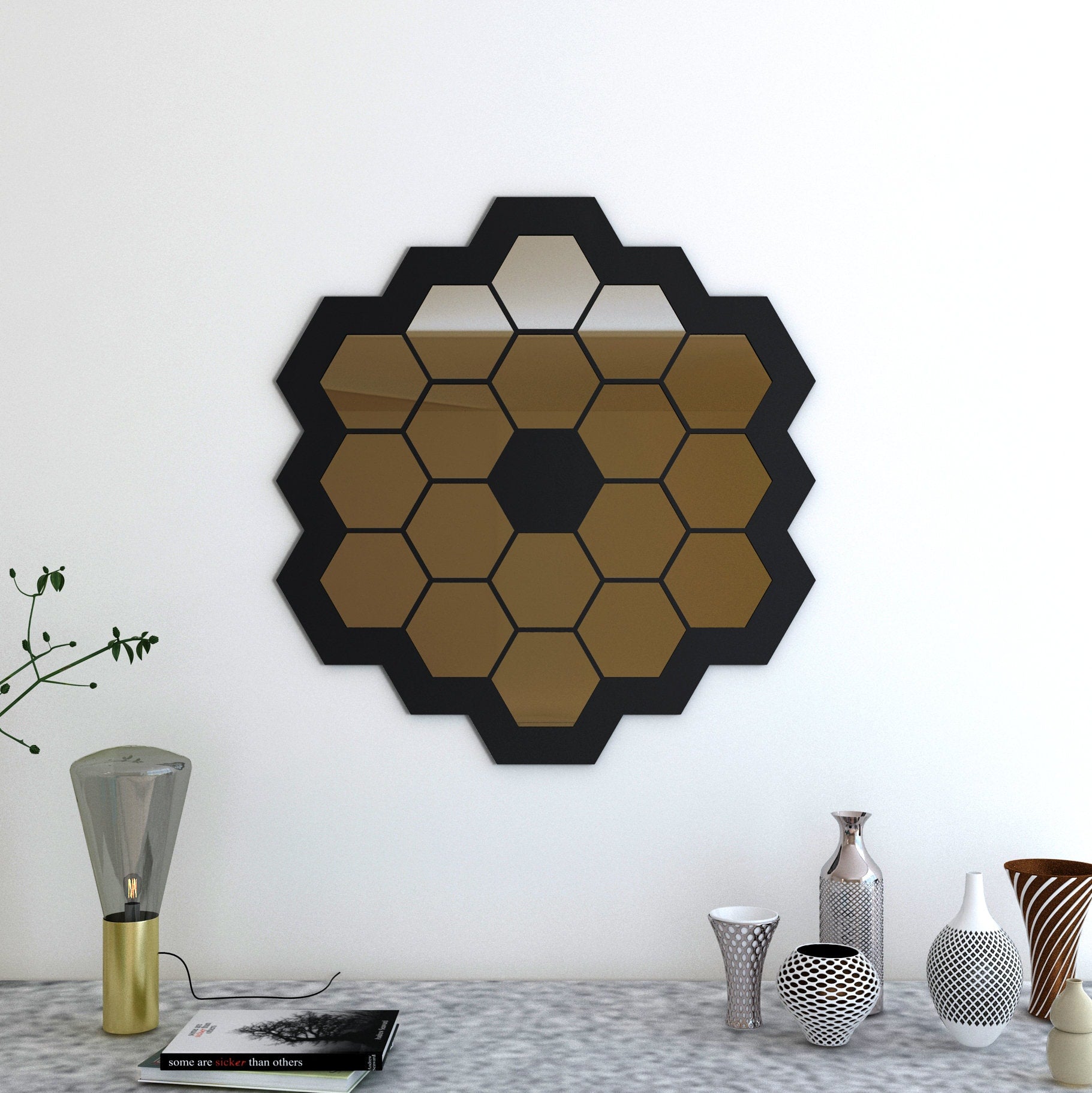 Space Telescope Inspired Mirror Wall Art Decoration, Geometric Wall Art, Wall Decoration, Honeycomb Decorative Mirror, SKU:SPTL-1