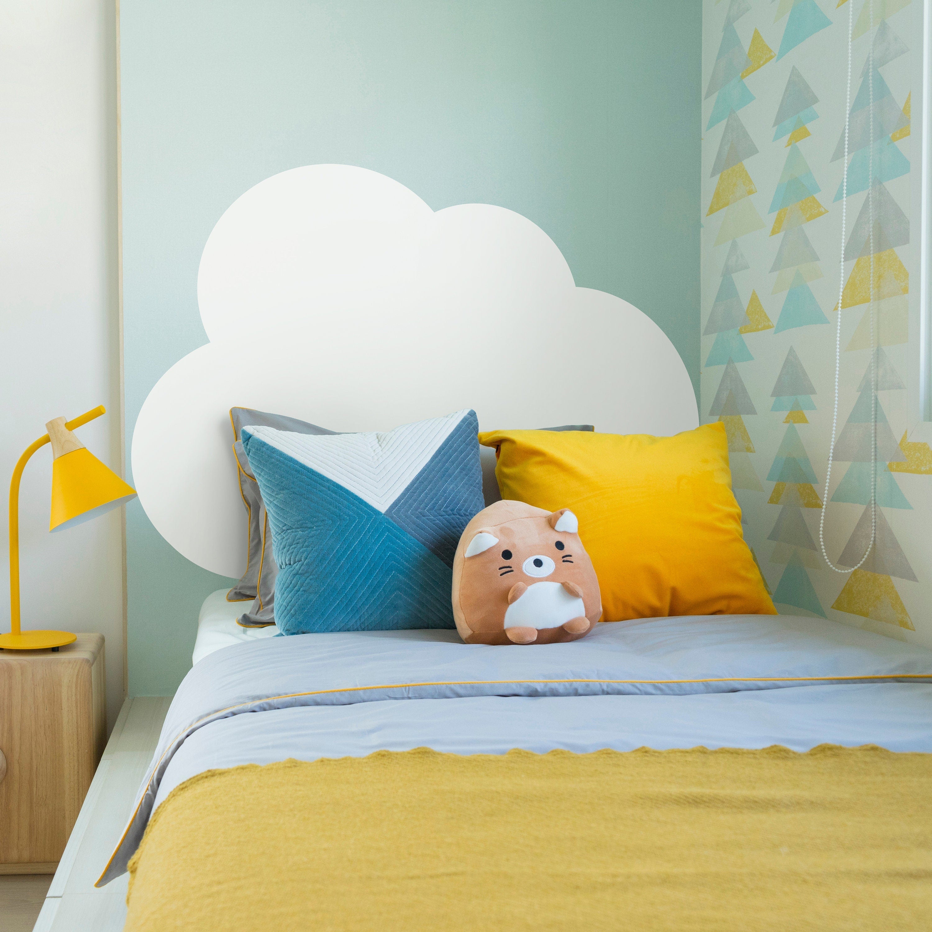 Blue or White Cloud Wall Decal, Headboard Decal, Scandinavian Nursery, Boho Nursery Decor, Removable, SKU:CLEH-2