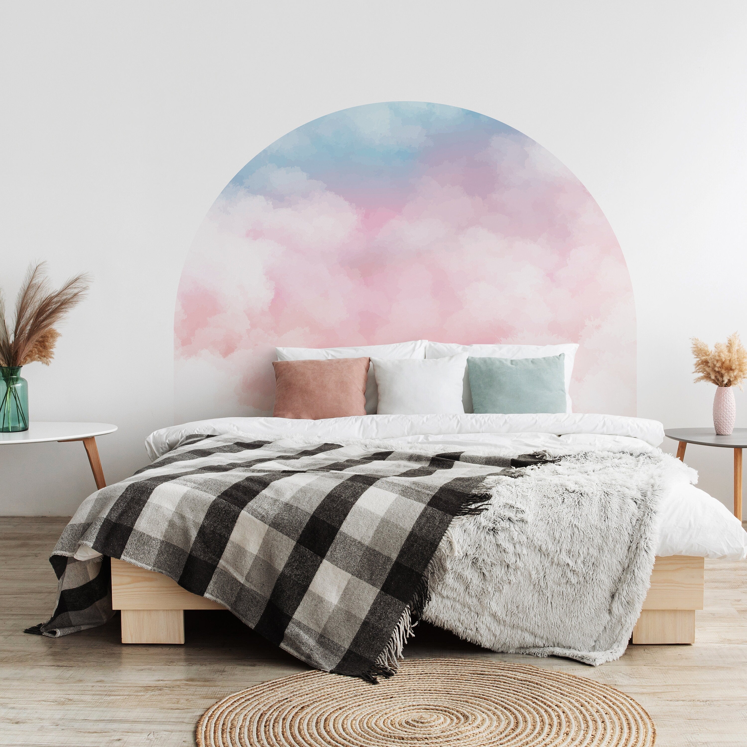 Watercolor Sky Arch Decal, Large Arch Headboard Wall Decal, Watercolor Clouds Sky, Pastel Colors, SKU:WCKY-1