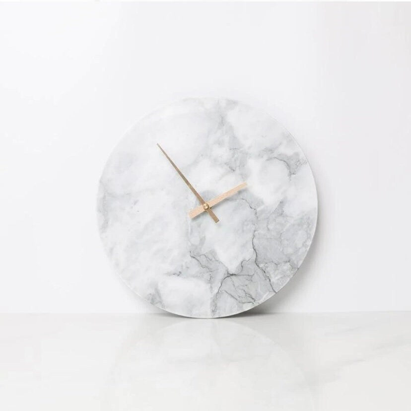 White Abstract Alcoholic Ink Wall Clock For Home Decor-0