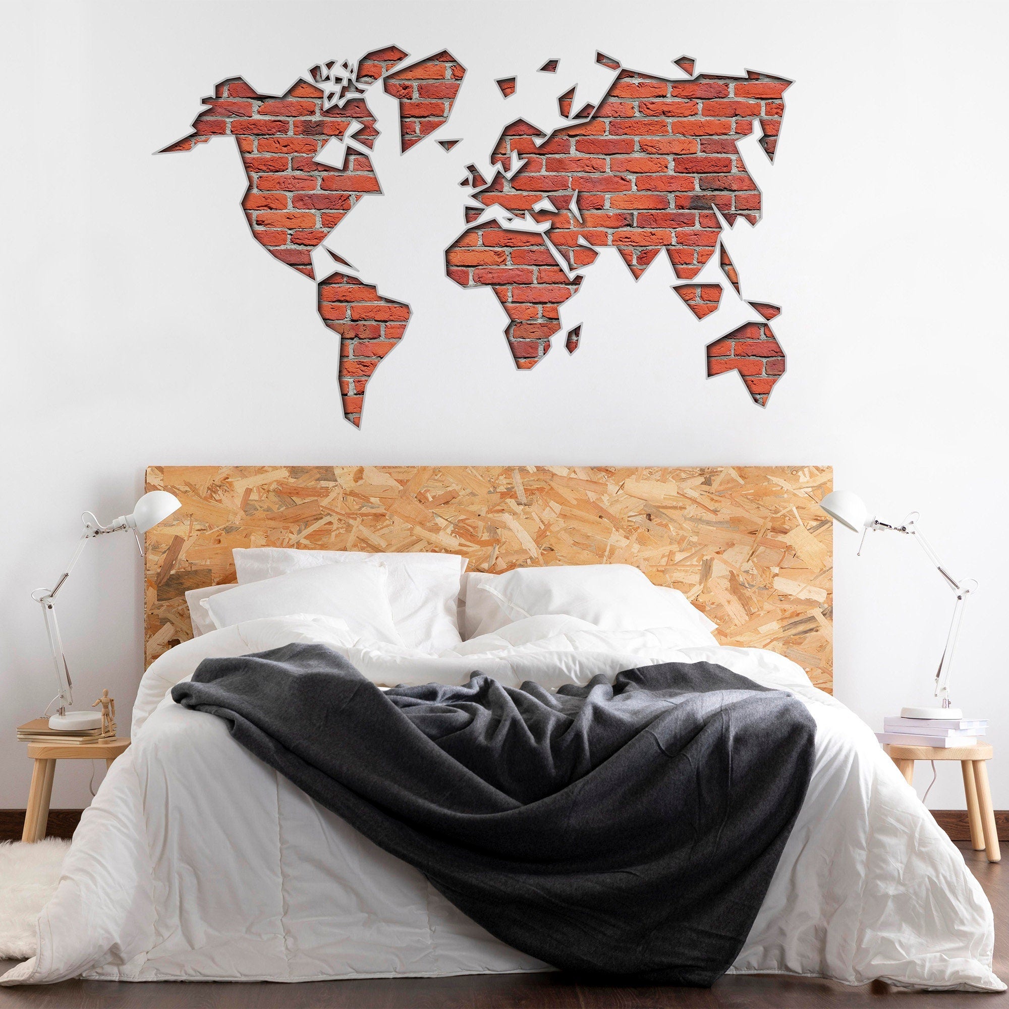 World Map Bricks, Bricks, World Map, Map Decals, World Map Decals, Wall Decal, Wall Art, Stickers, Wall Decor, Brick Wall - SKU:BricksWoMa-1