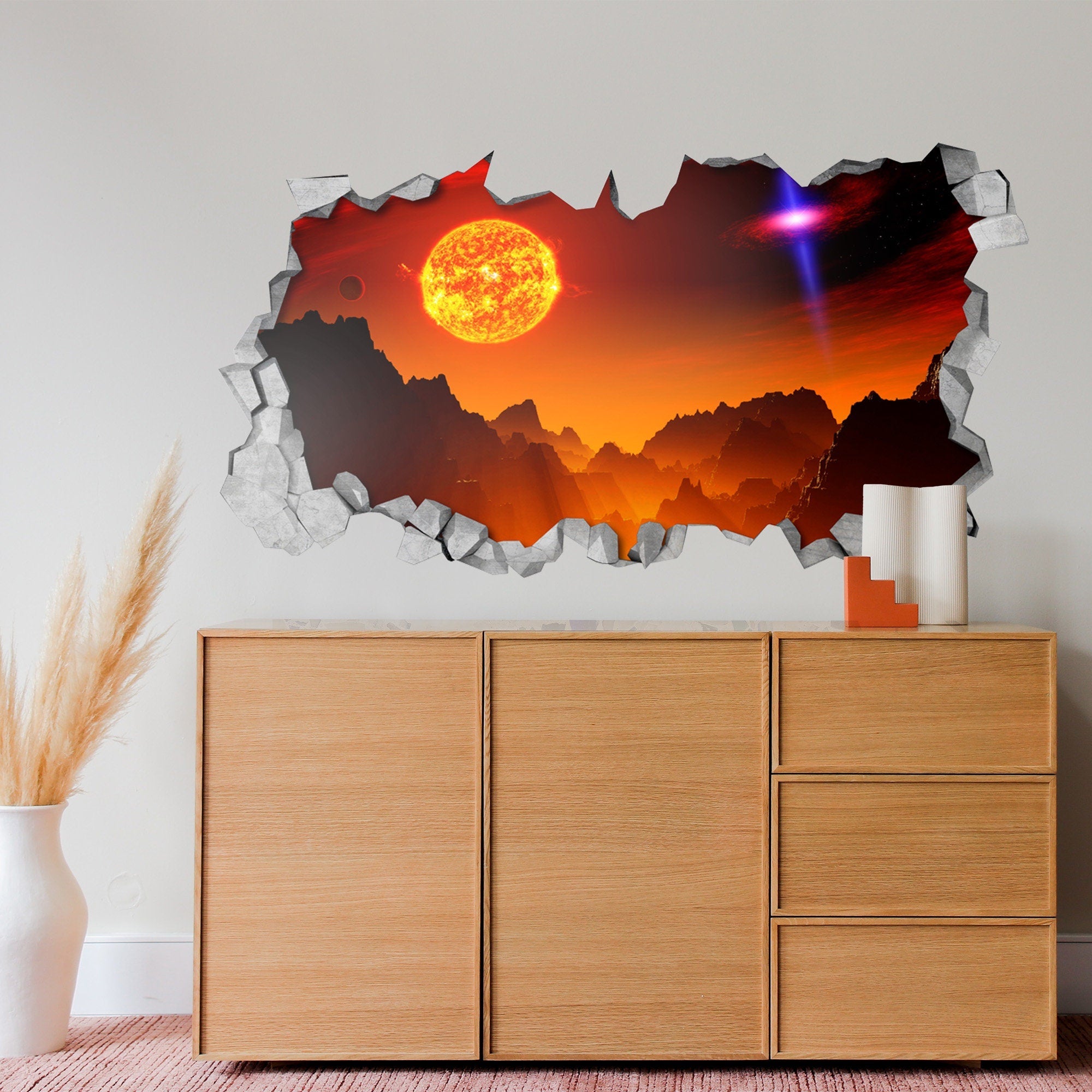 Alien Sun Wall Decor - 3d Wallpaper - 3d wall decals - 3d printed - 3d wall art - 3d art - Wall Sticker - Wall Decal - SKU: AS3DW-1