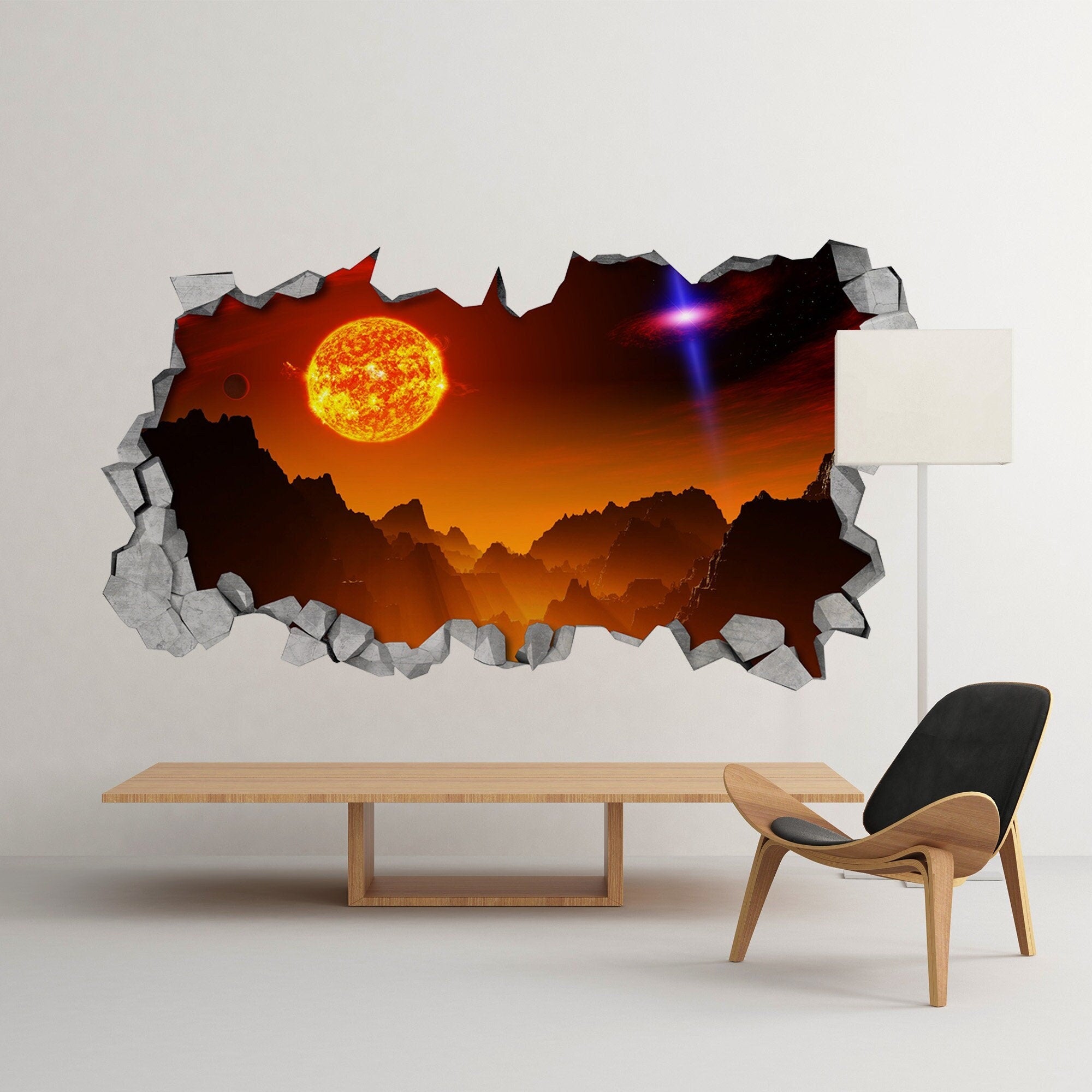 Alien Sun Wall Decor - 3d Wallpaper - 3d wall decals - 3d printed - 3d wall art - 3d art - Wall Sticker - Wall Decal - SKU: AS3DW-0