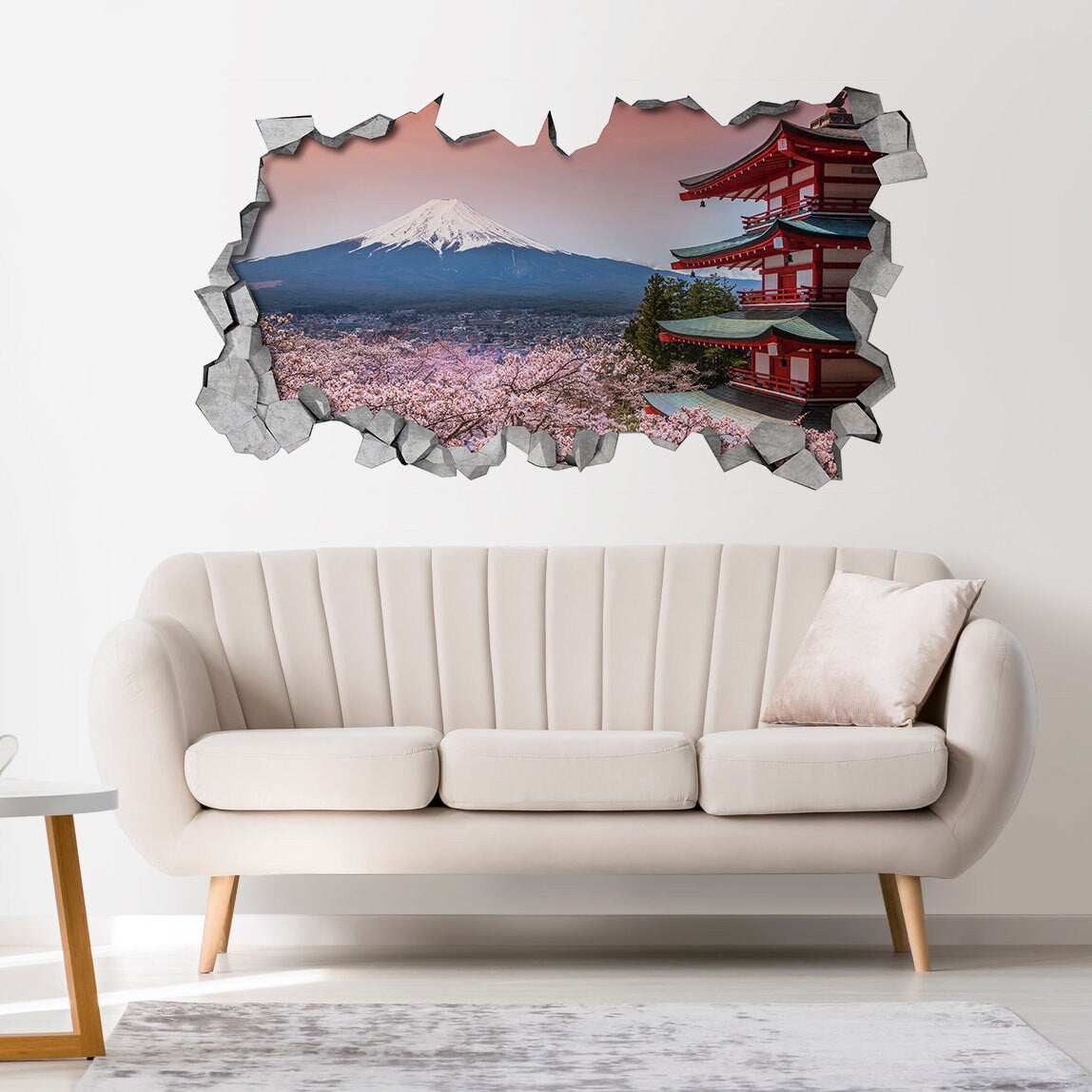 Mount Fuji, 3d Wallpaper, 3d wall art, Wall Decal, 3d wall decals, 3d art, Wall Decals, Wall Stickers, Decals, Stickers, Gift - SKU:MFUJI3DM-1