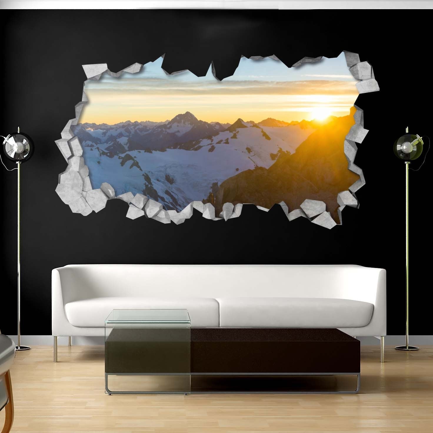 Sunny Mountain - 3d wall - 3D Wallpaper - 3d Wall Art - 3d Wall Stickers - Wall Sticker - Wall Decal - 3d Wallpaper - SKU: SUMO3DW-0