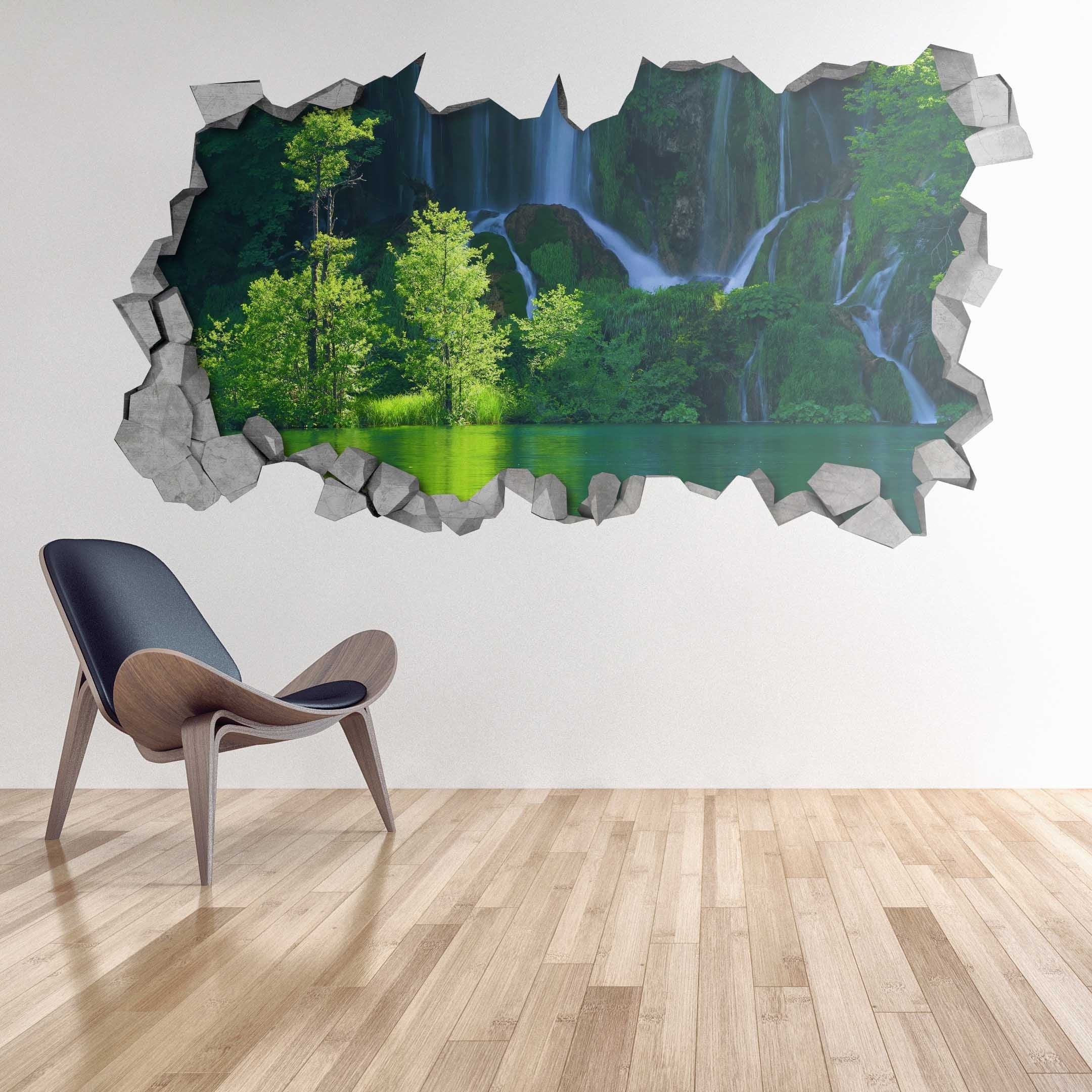 Waterfall - Wall Decal - 3d Wallpaper - 3d wall decals - 3d printed - 3d wall art - 3d art - Wall Sticker - Wall Decal - SKU: GRWA3DM-0