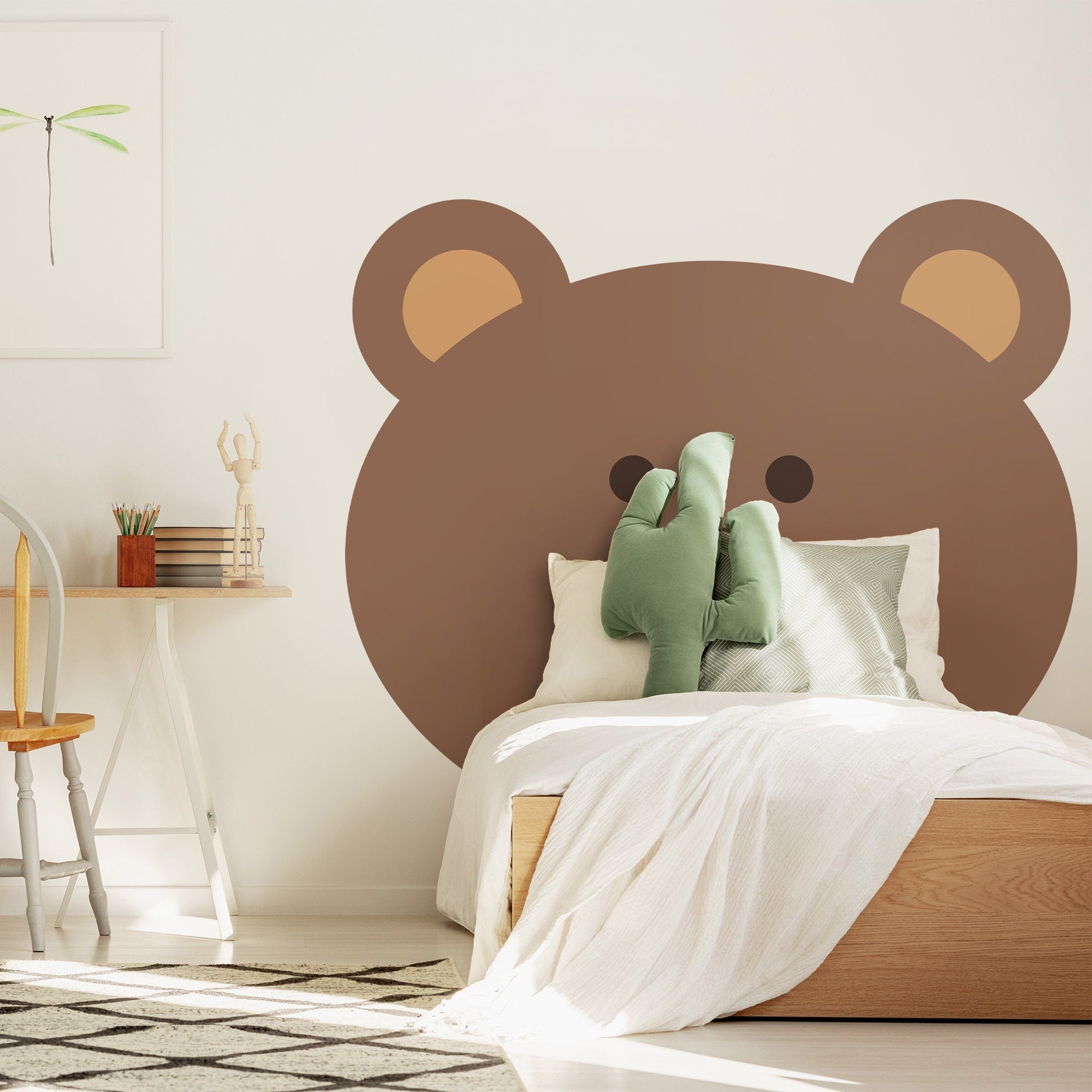 Bear Headboard Decal, Nursery Wall Sticker, Teddy Bear Wall Sticker, Kid Room Decor, Removable, SKU:BEAH-3