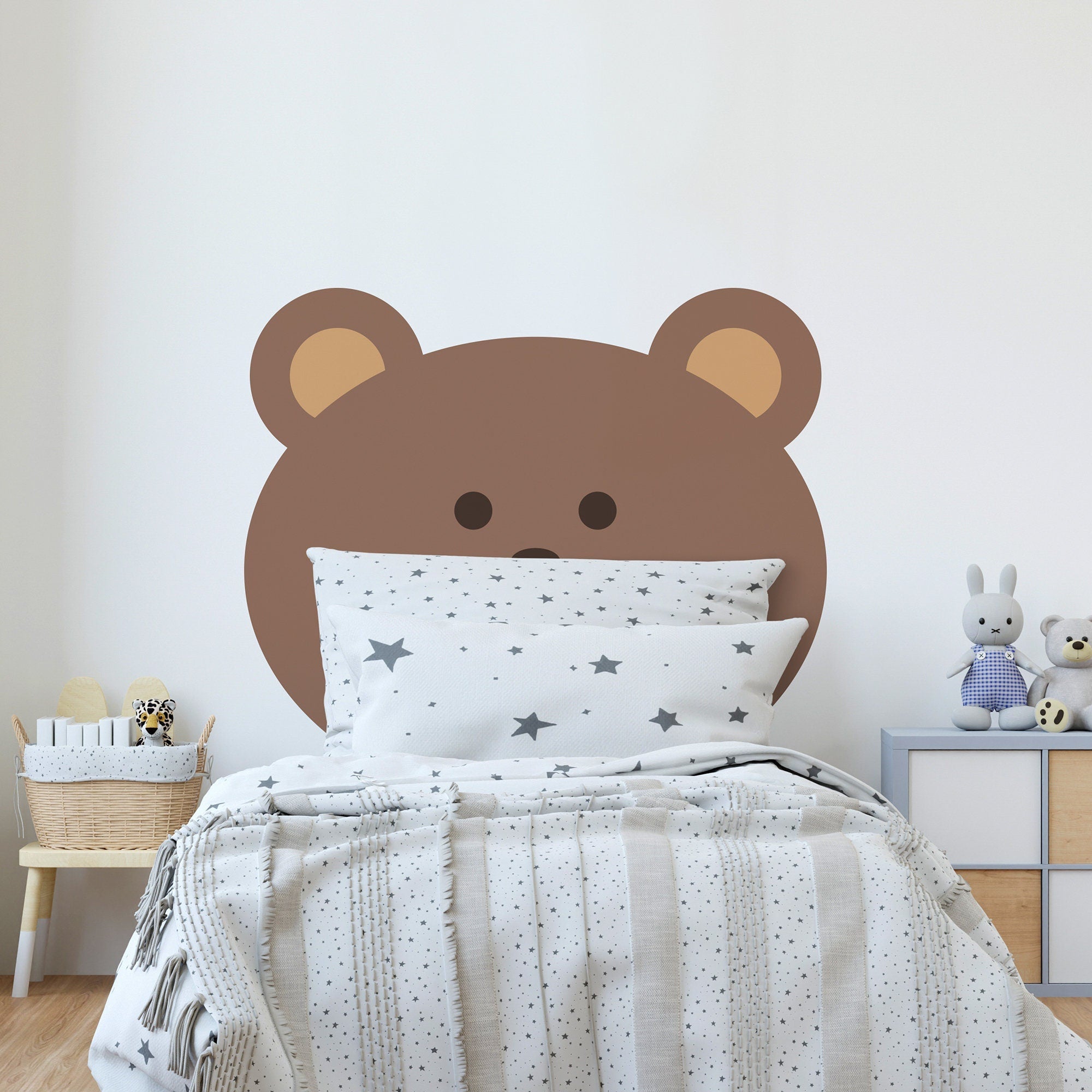 Bear Headboard Decal, Nursery Wall Sticker, Teddy Bear Wall Sticker, Kid Room Decor, Removable, SKU:BEAH-2