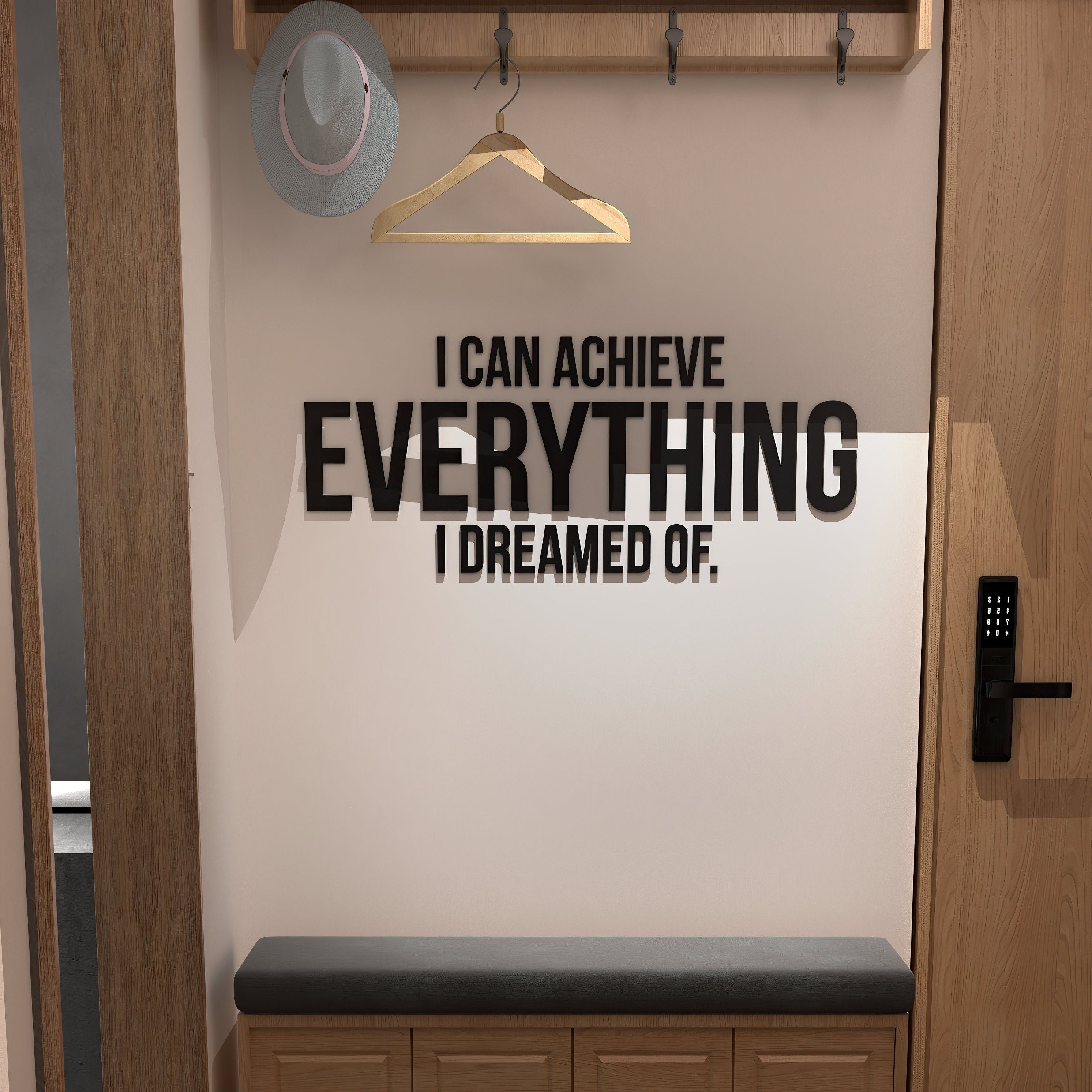 I Can Achieve Everything I Dreamed Of, 3D Quote Letters, Quote Wall Sign, Workout, Health Wall Art, Motivational, SKU:AREV-1