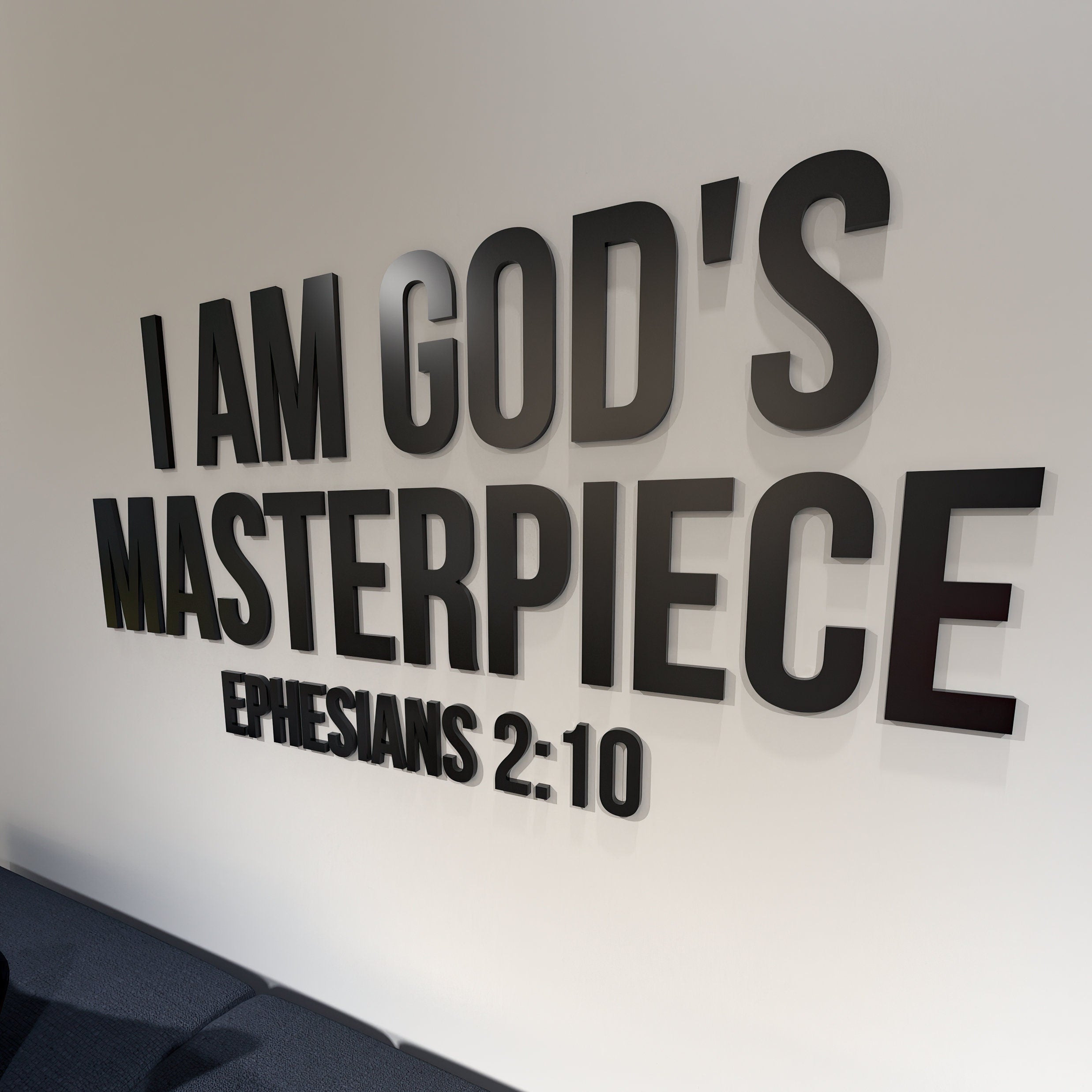 I am God Masterpiece, Ephesians 2.10, Religious Wall Sign, 3D letters, Christian Wall Decor, Bible Verse Wall Art, SKU:GDMT-1