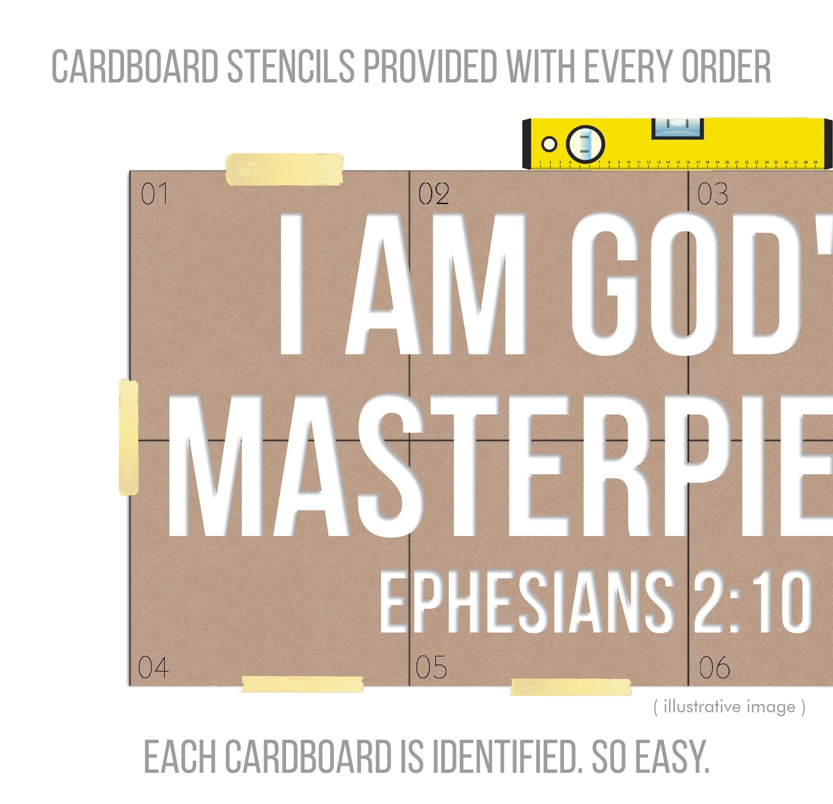 I am God Masterpiece, Ephesians 2.10, Religious Wall Sign, 3D letters, Christian Wall Decor, Bible Verse Wall Art, SKU:GDMT-3