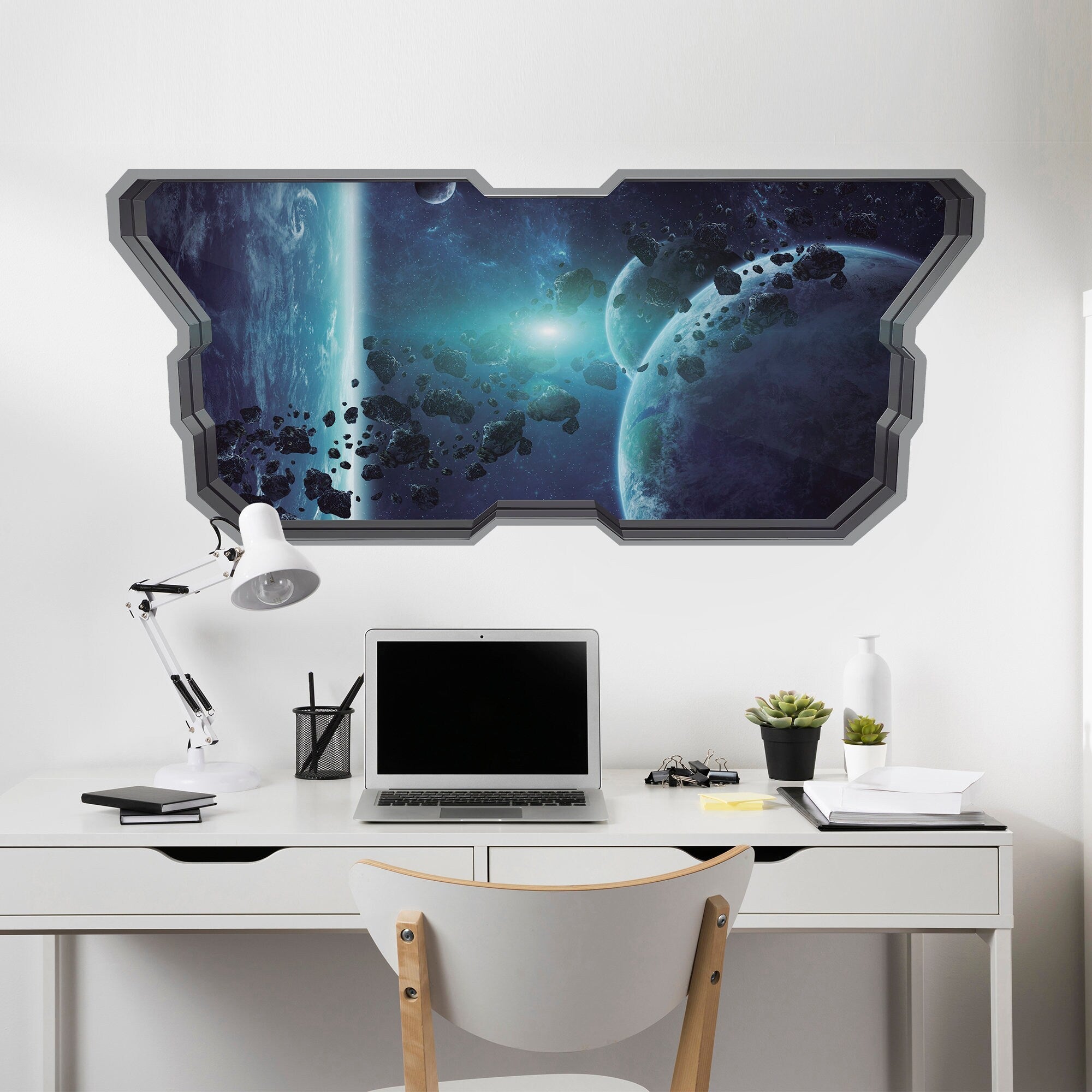 Asteroid Belt 3D Effect - 3d wall - 3D Wallpaper - 3d Wall Art - 3d Wall Stickers - Wall Sticker - Wall Decal - 3d Wallpaper - SKU:AB3D-1