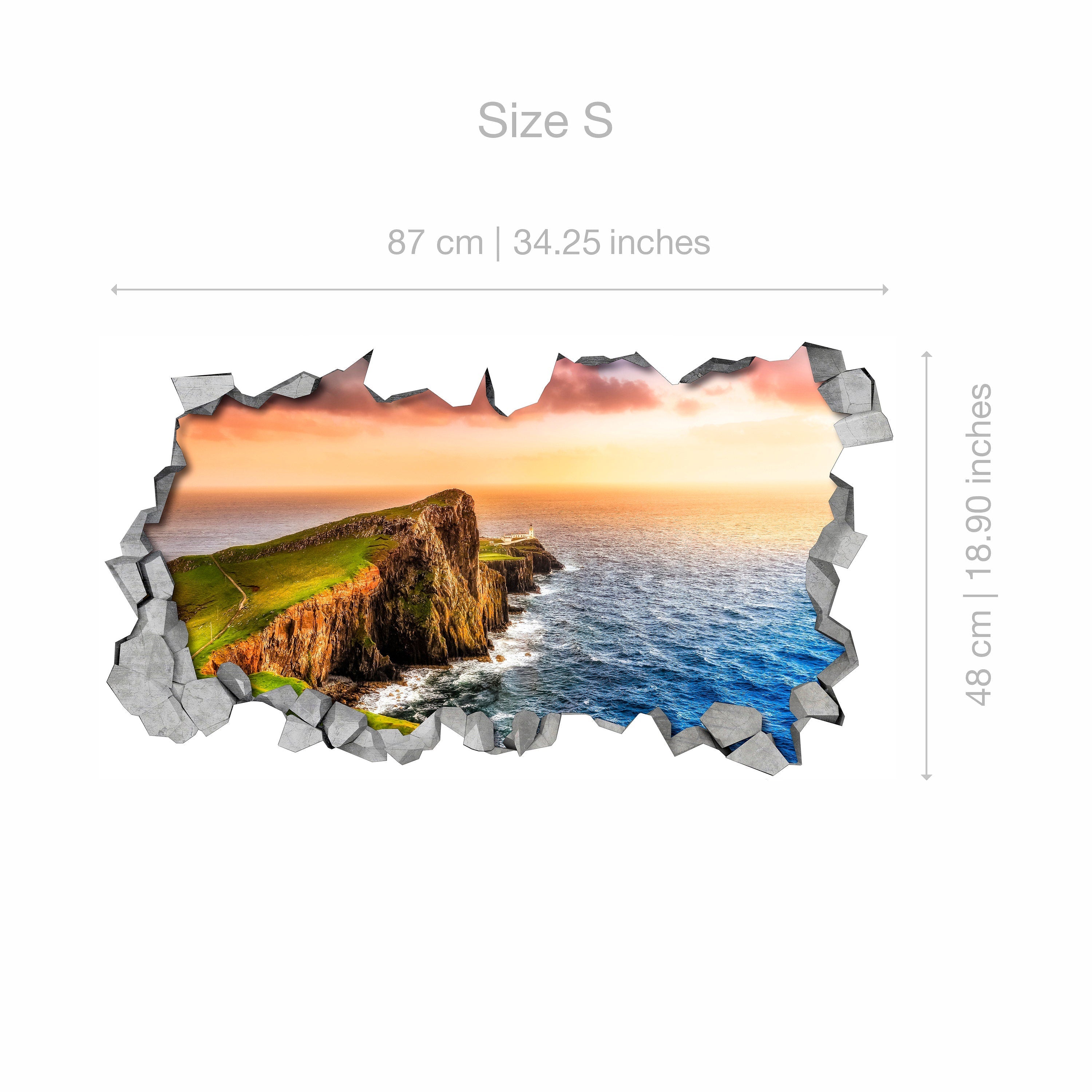 Sunset Cliff - 3d Wall Art - Broken Wall - 3d Wall Stickers - Wall Sticker - Wall Decal - 3d Wallpaper - 3d wall decals - SKU: SERE3DW-2