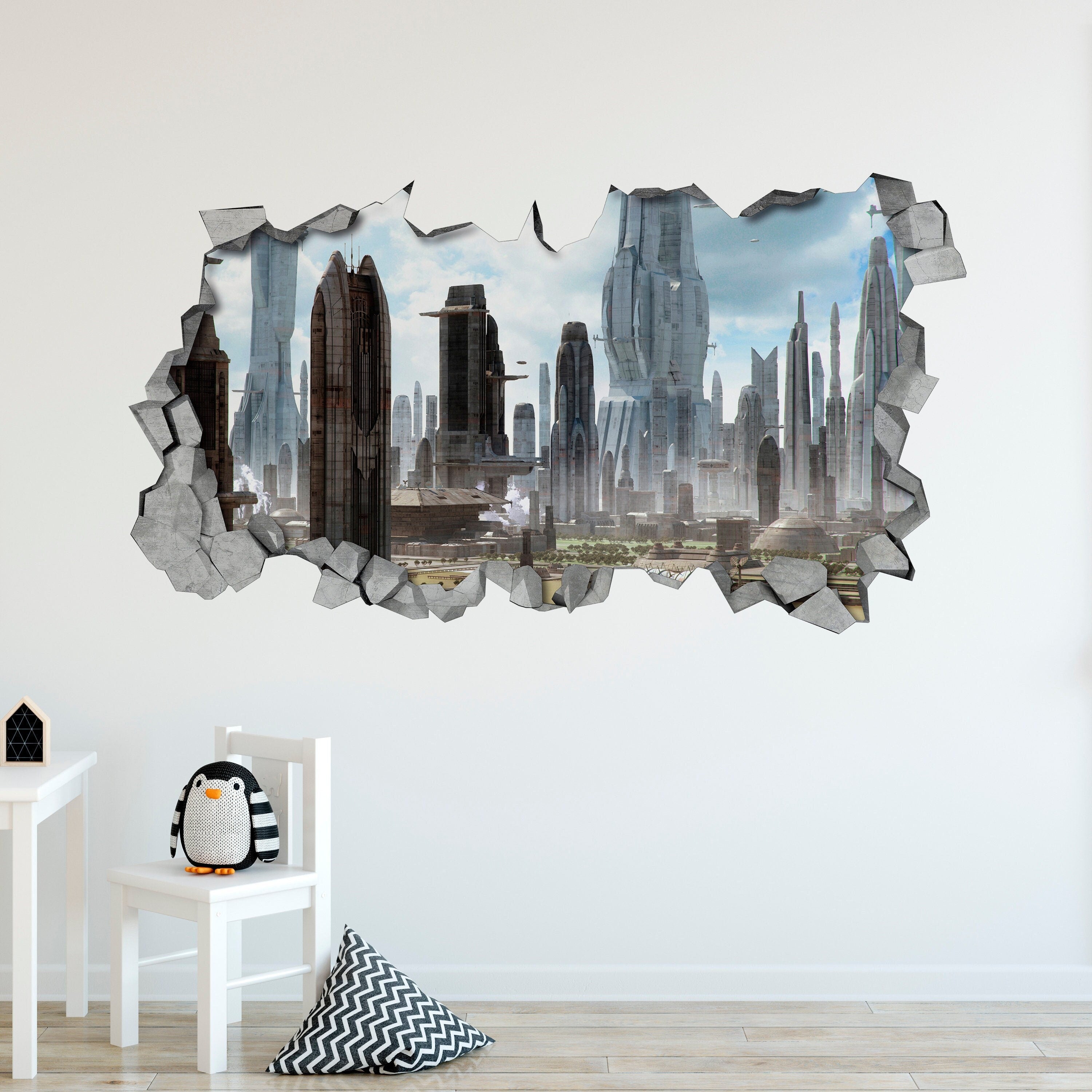 SCI-FI, 3d Wallpaper, 3d wall decals, Broken Wall Decal, 3d printed, 3d wall art, 3d printing, 3d art, Wall Sticker, Wall Decal - SKU:CIT3DM-0