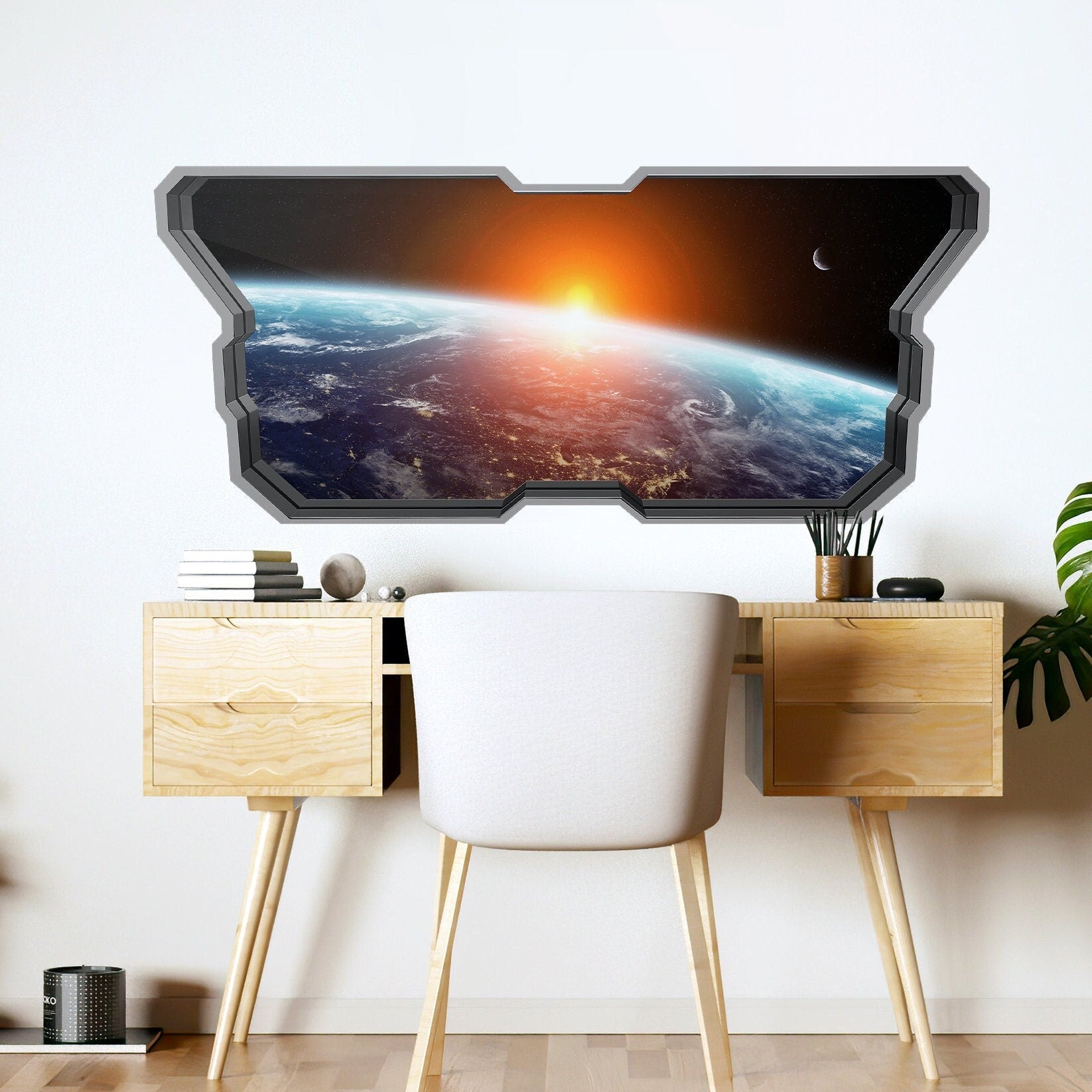 3D Spaceship Window - 3d wall - 3D Wallpaper - 3d Wall Art - 3d Wall Stickers - Wall Sticker - Wall Decal - 3d Wallpaper - SKU:SE3DW-0